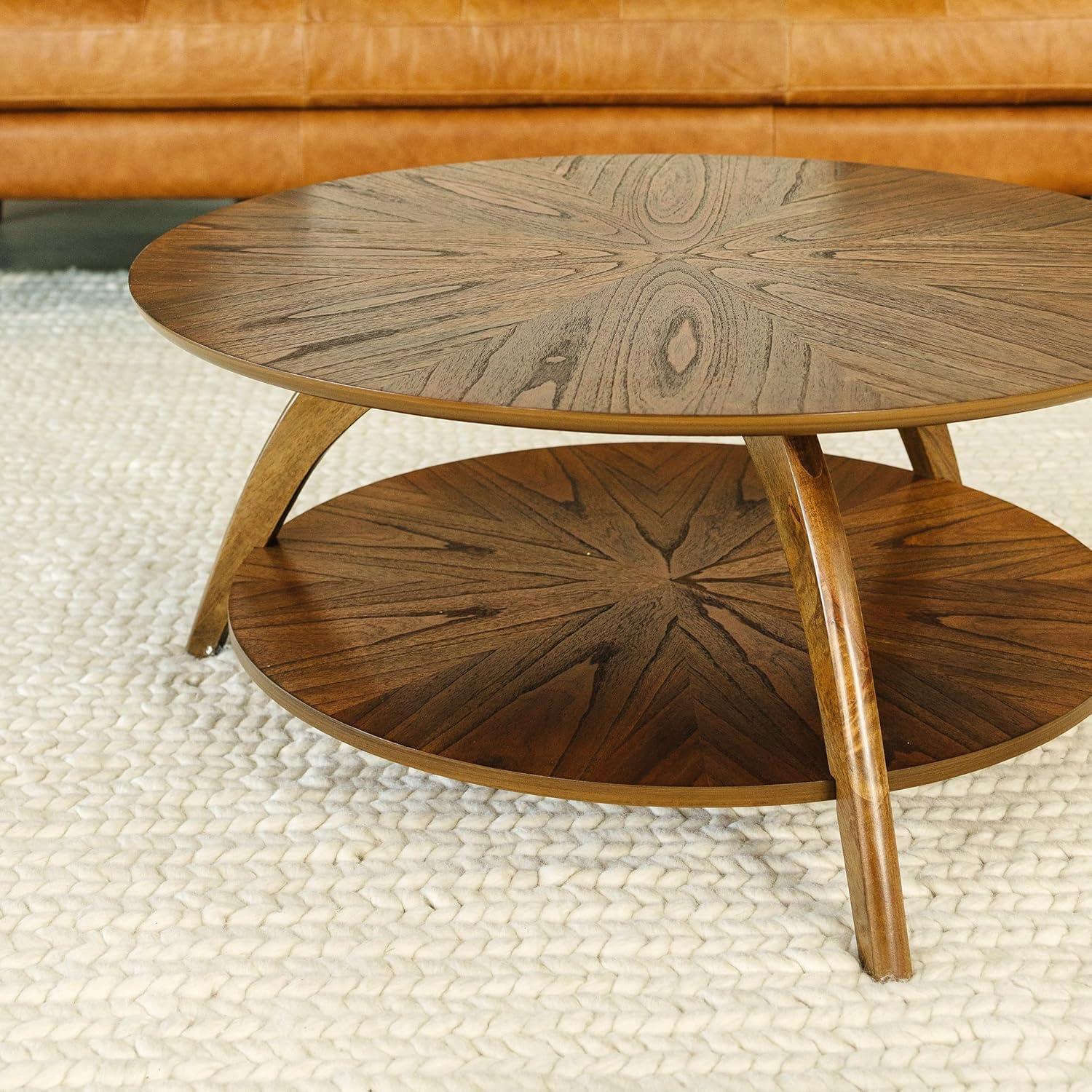 Martin Svensson Home LAX Round Wood Coffee Table in Warm Nutmeg Brown