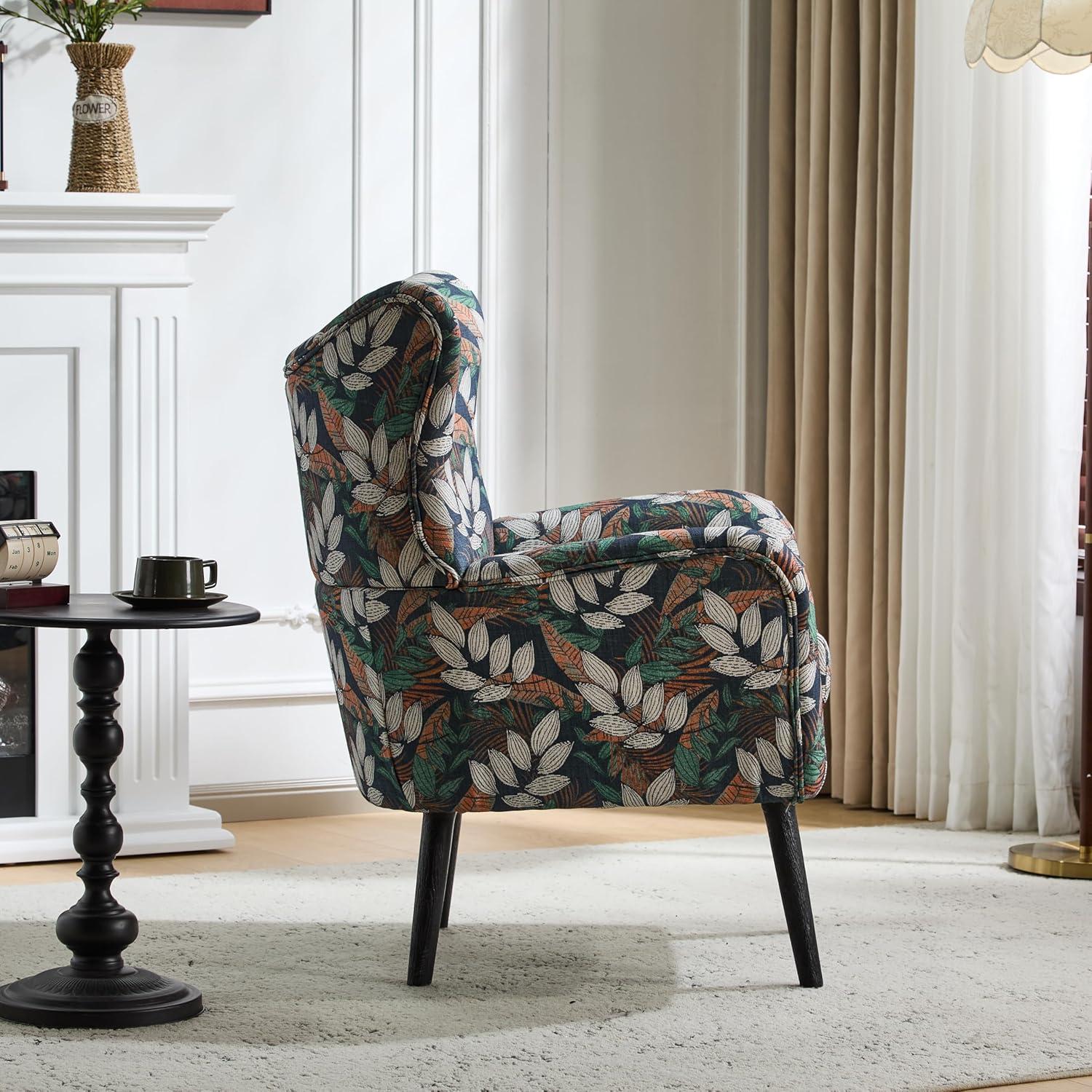 Christopher Knight Home Faschia Mid Century Modern Accent Chair, Fabric Living Room Lounge Chair, Home Office Upholstered Single Sofa, Comfy Reading Chair for Bed Room, Multicolor Floral Print