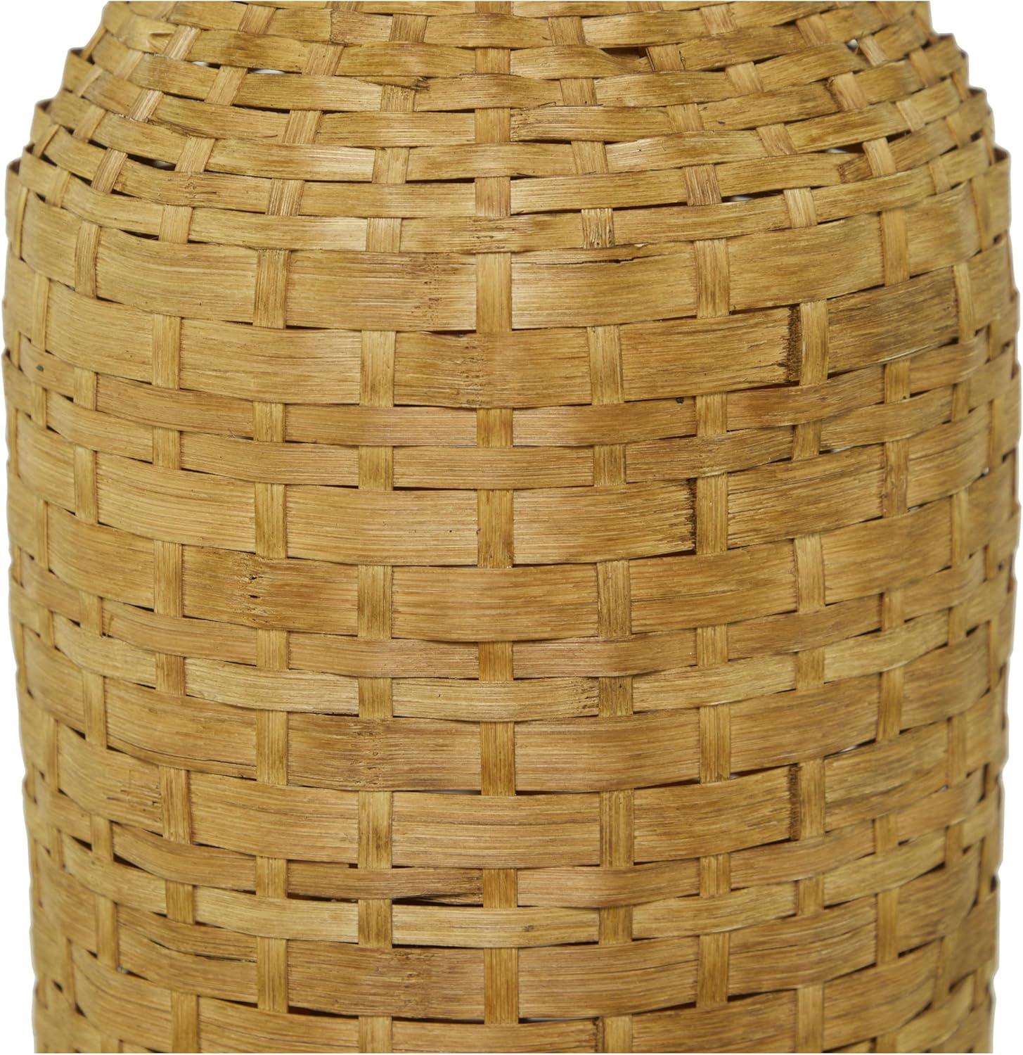 Studio 350 Intricately Woven Tall Bamboo Wood Floor Vase - White or Brown Brown - 9"W, 39"H
