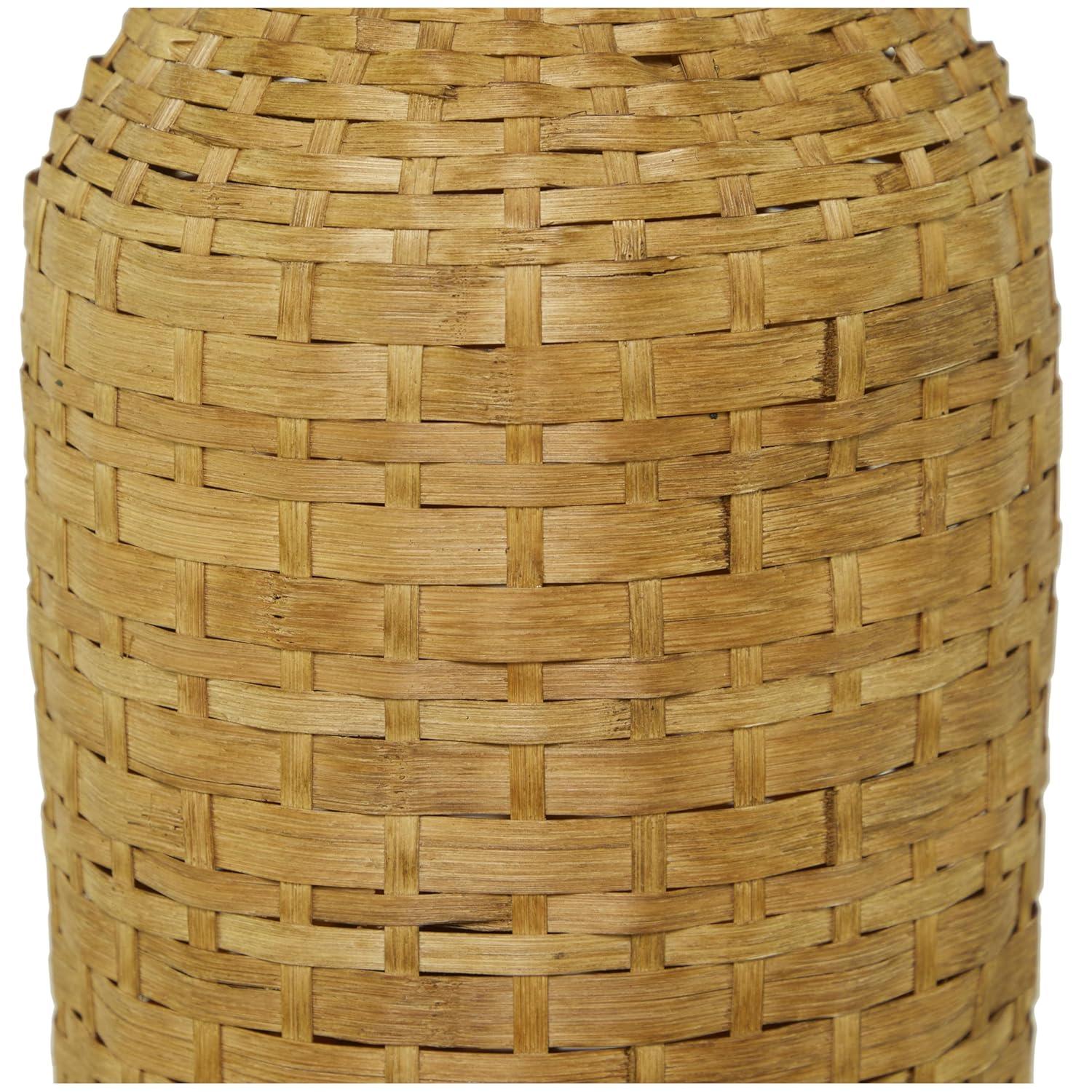 Tall Brown Woven Bamboo Floor Vase
