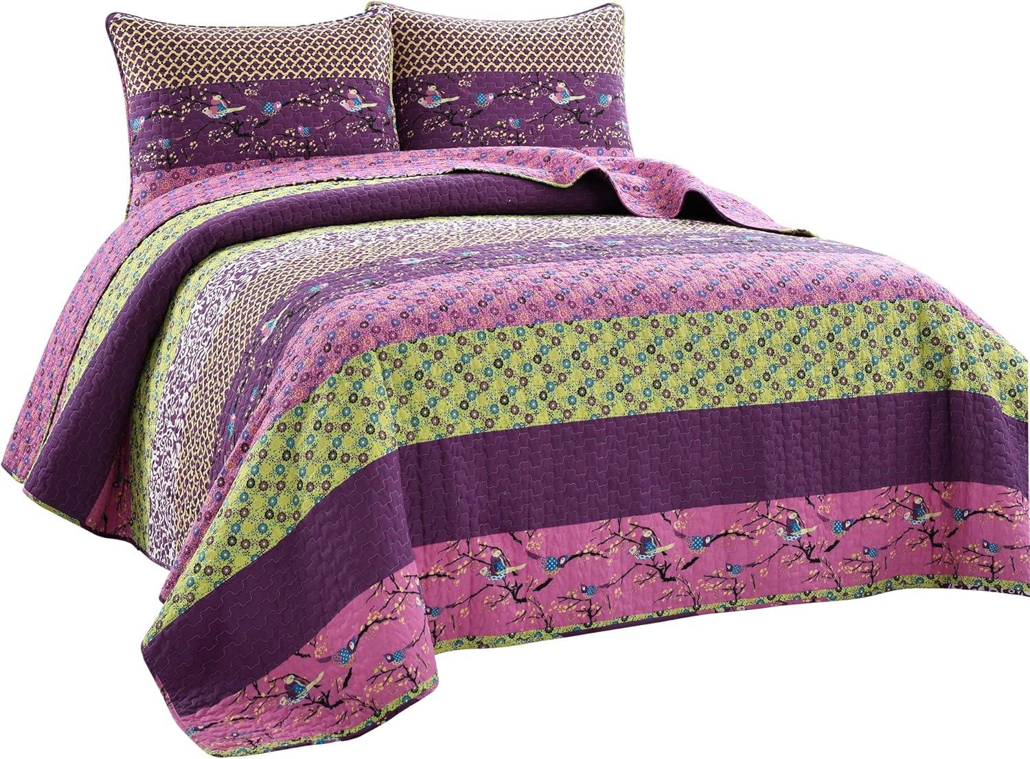 3pc King Royal Empire Quilt Set Plum - Lush Décor: Reversible Bedspread, OEKO-TEX Certified
