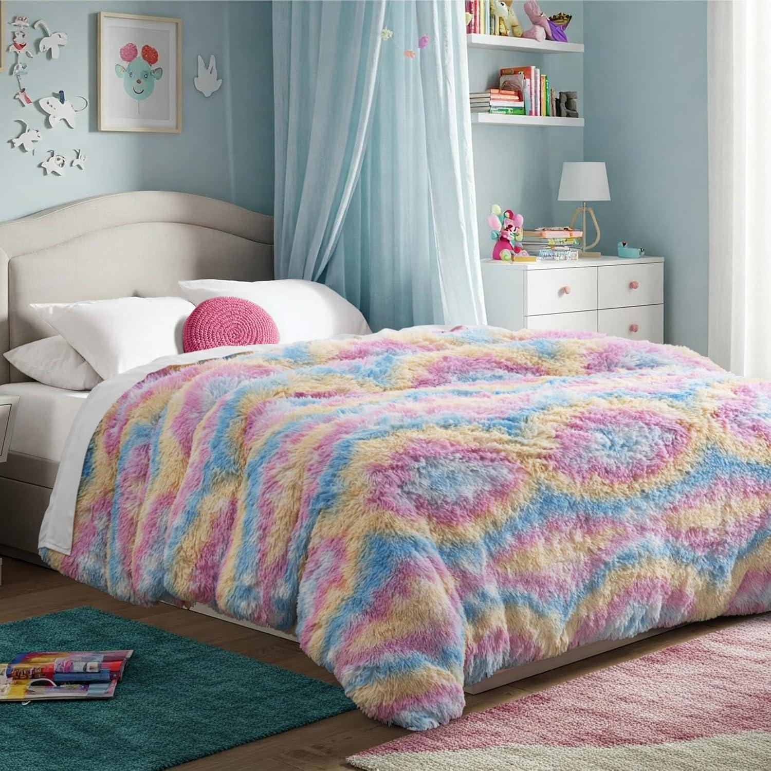 Multi Tie-Dye Twin/Twin XL Shaggy Duvet Cover by Bare Home