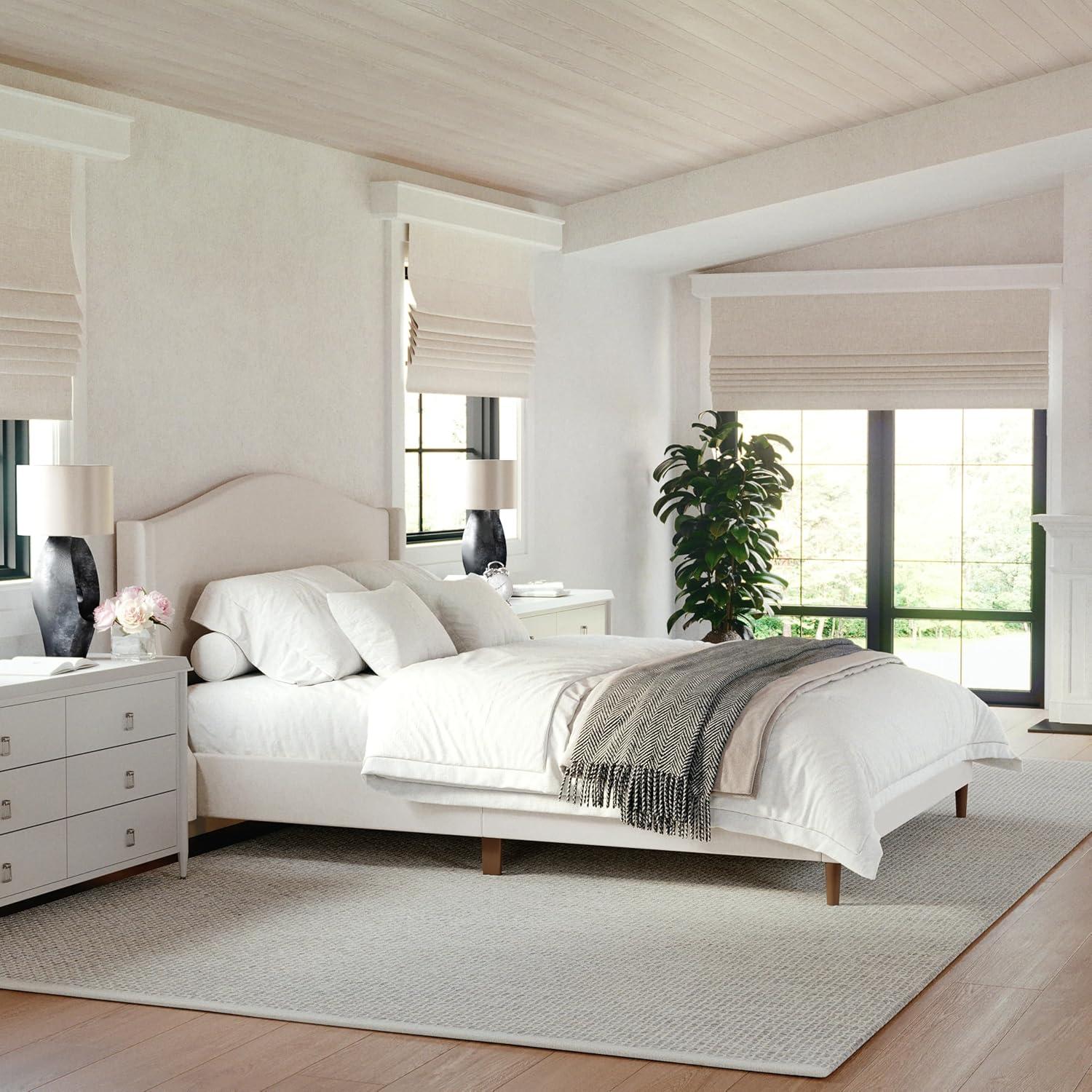 Martha Stewart Martha Stewart Amelia Upholstered Platform Bed With Curved Headboard