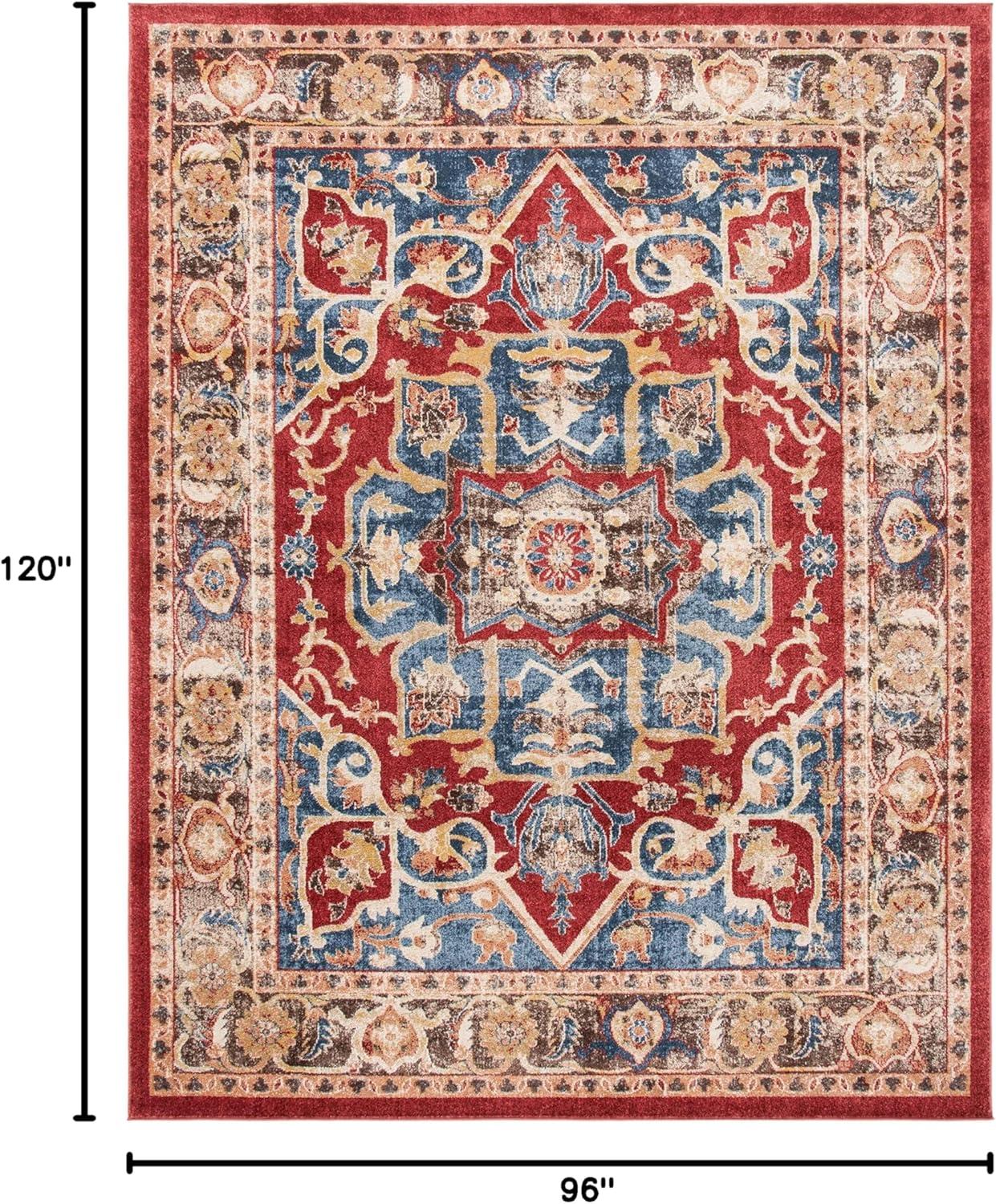 Regal Bijar Red & Royal Floral 8' x 10' Stain-Resistant Area Rug