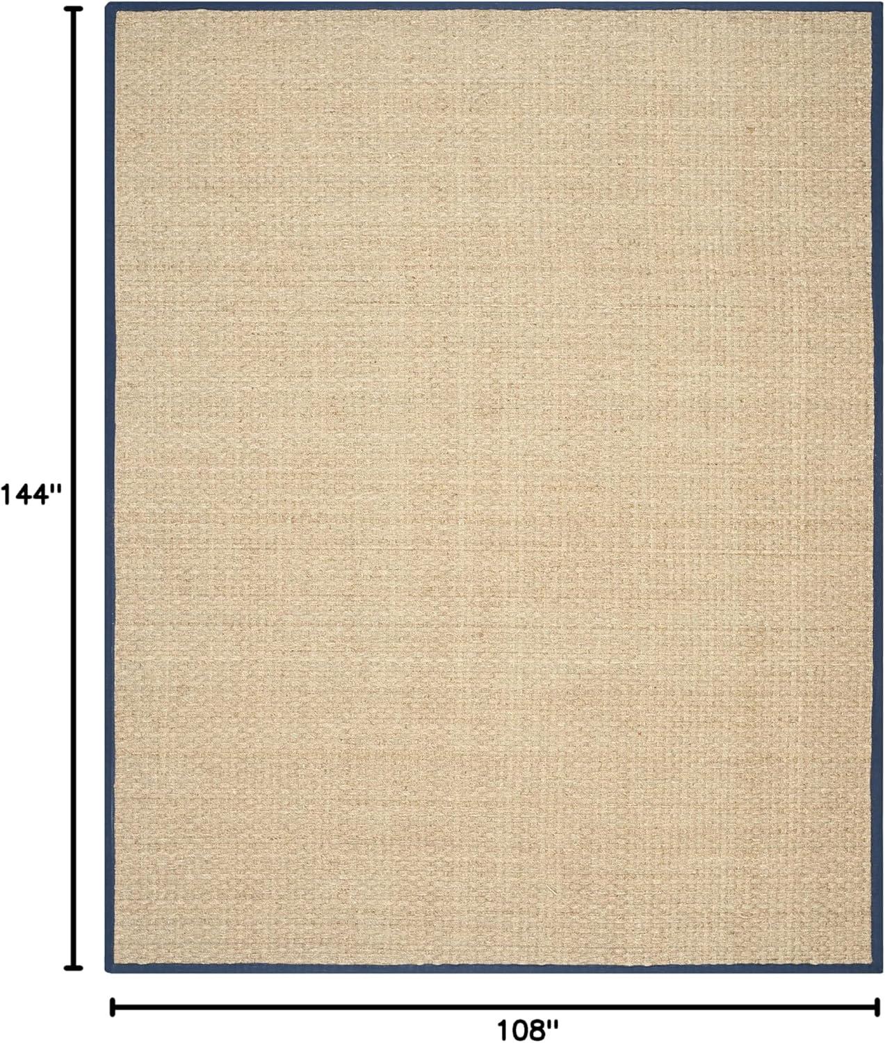 SAFAVIEH Natural Fiber Arbor Border Area Rug, Natural/Blue, 9' x 12'