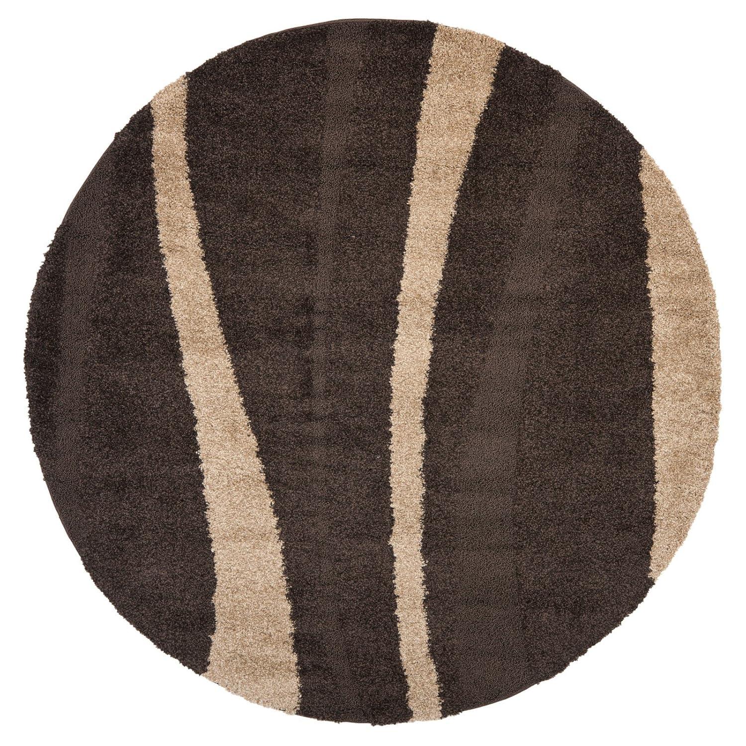 Florida Shag SG451 Power Loomed Indoor Area Rug - Cream/Dark Brown - 8'x10' - Safavieh