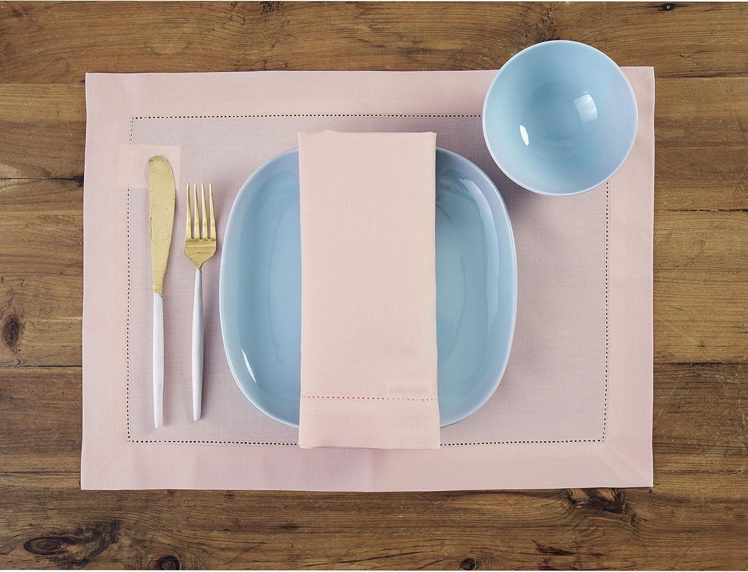 Solino Home Cotton Linen Hemstitch Dinner Napkins (Set of 4)