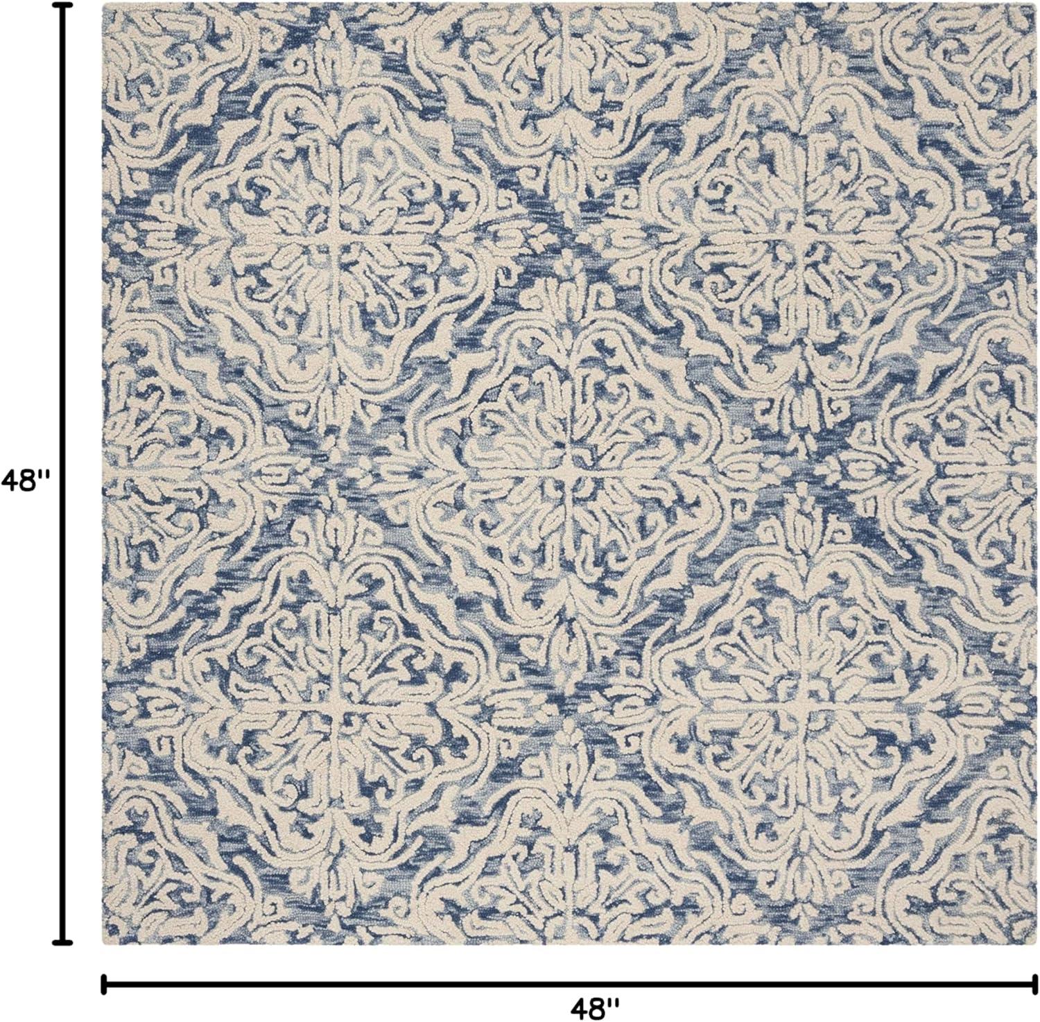 Blossom BLM103 Hand Tufted Area Rug - Blue/Ivory - 4'x4' - Safavieh.