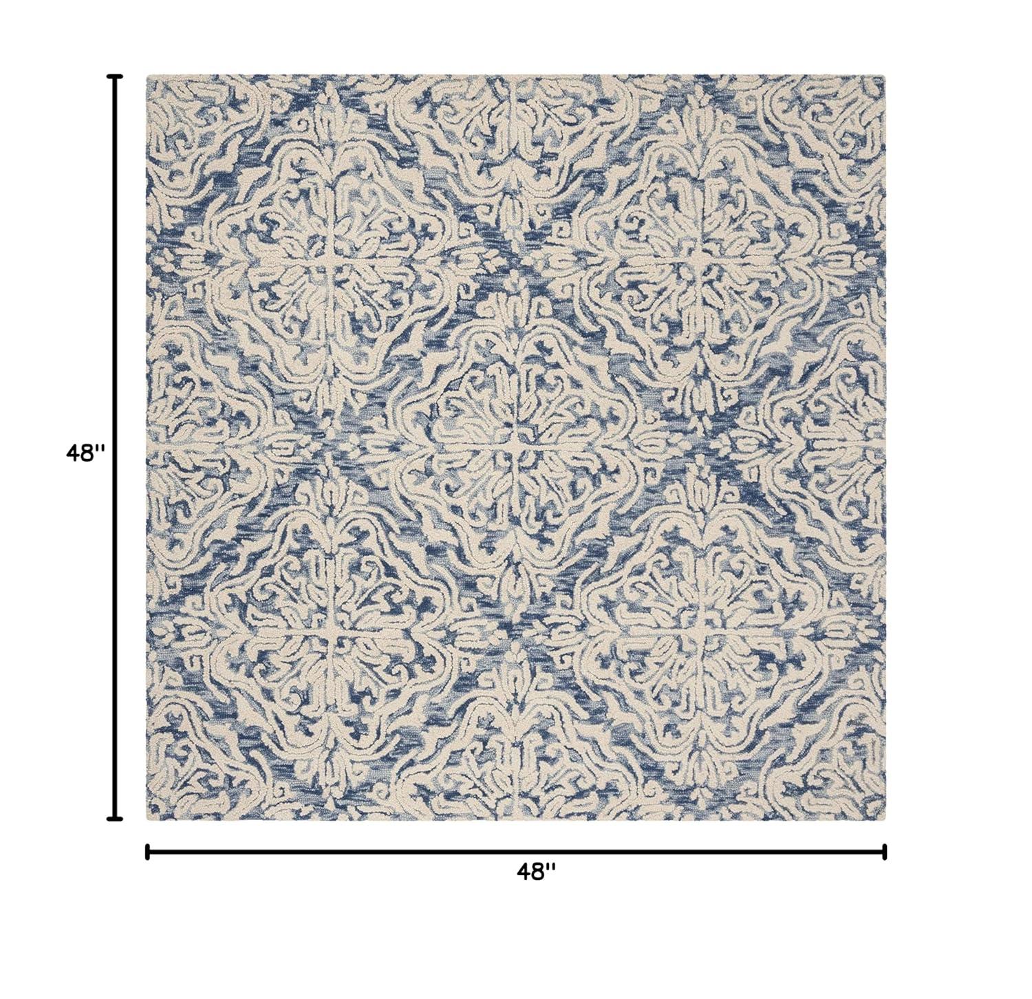 Blossom BLM103 Hand Tufted Area Rug - Blue/Ivory - 4'x4' - Safavieh.