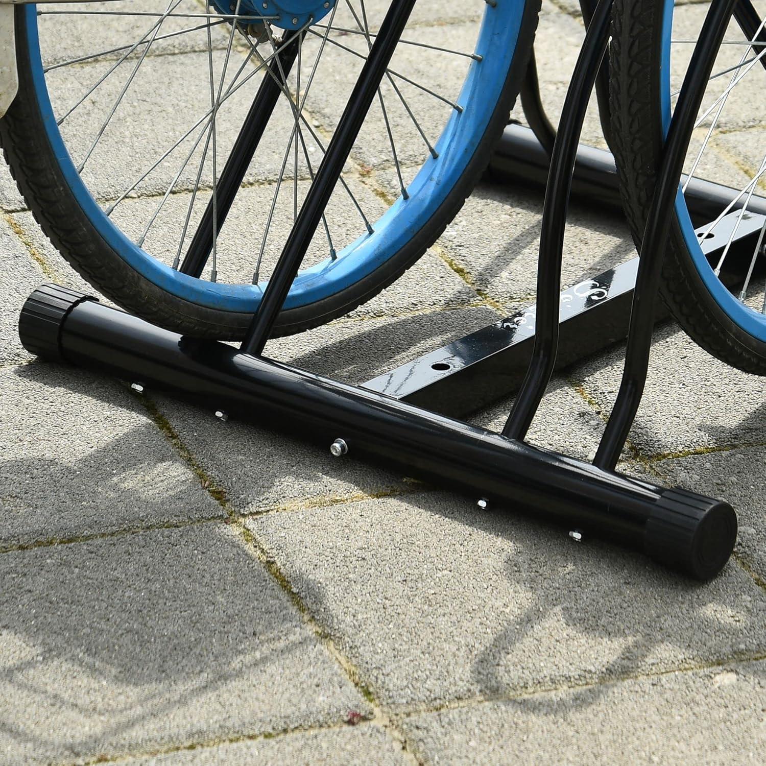 Soozier Bike Rack Floor Stand, 2 Bike Direction Adjustable Bicycle Park for Garage, Free Standing Storage