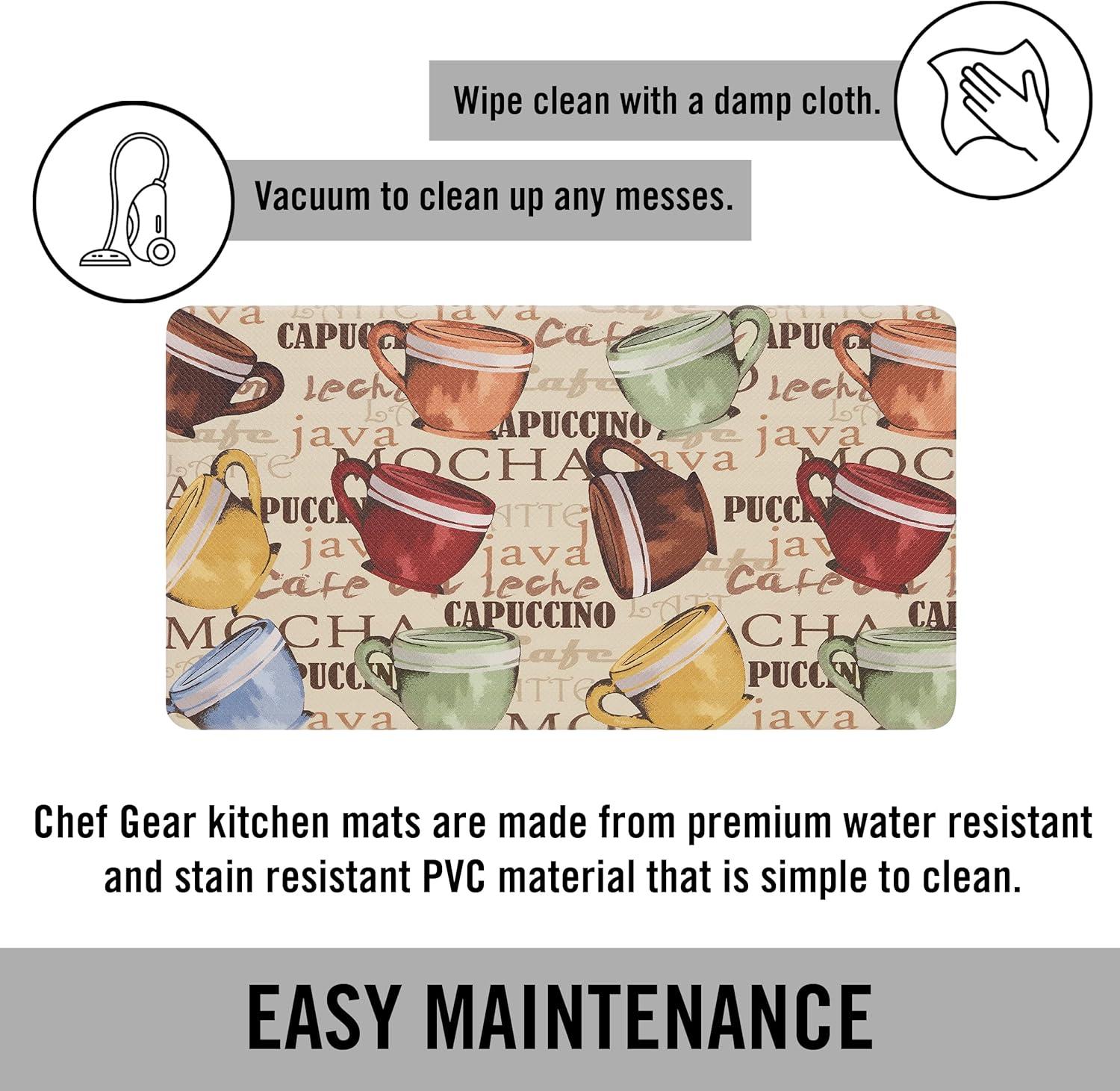 Chef Gear Novelty Anti-Fatigue Kitchen Mat, Coffee Cup, 17.5 in. x 48 in.