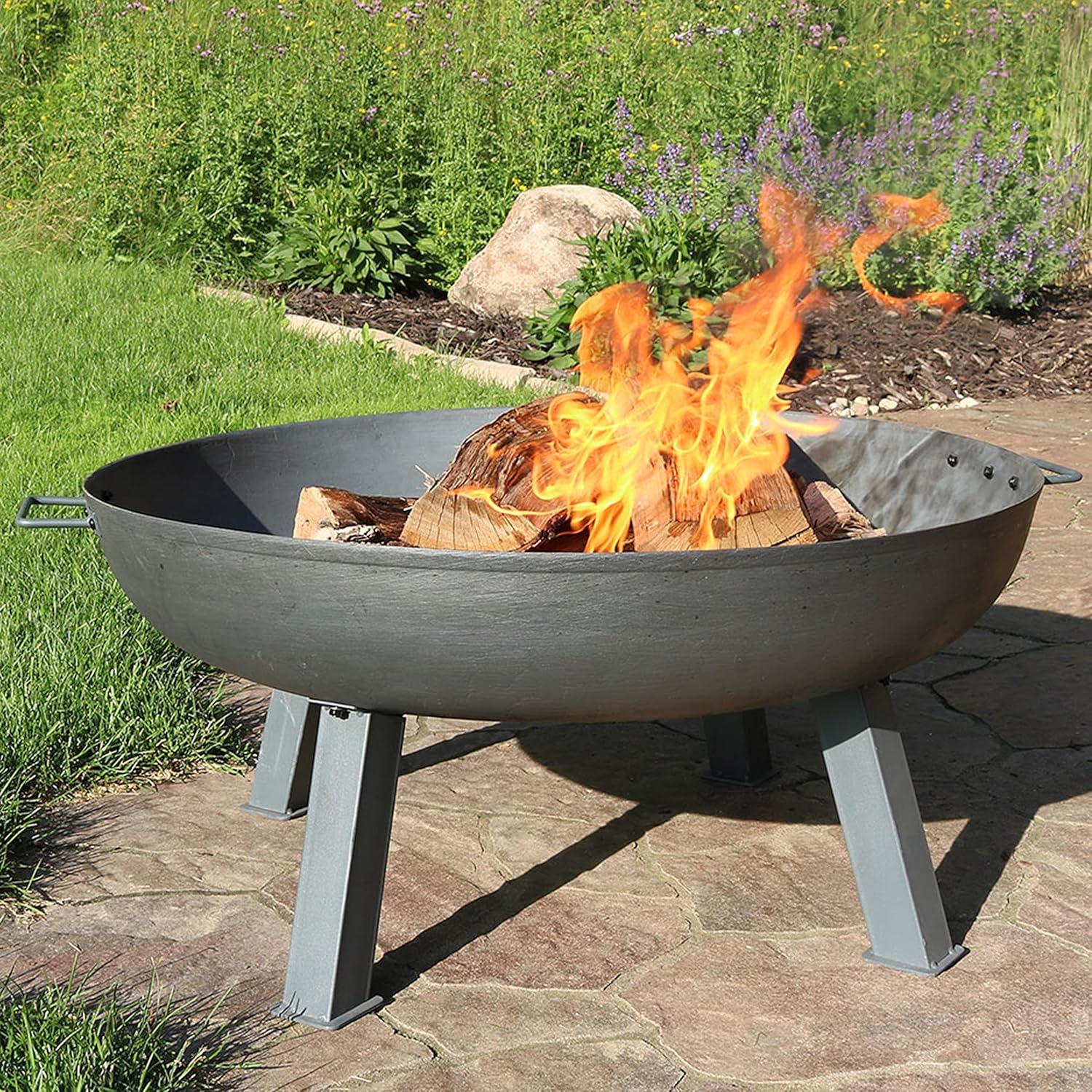 Union Round Wood-Burning Cast Iron Outdoor Raised Fire Pit Bowl