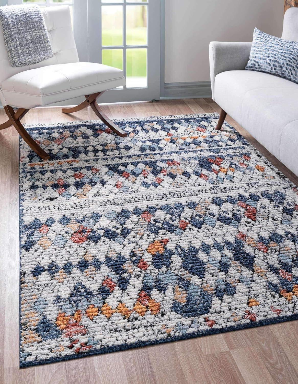 Rectangular Geometric Multi-Color Easy-Care Indoor Rug