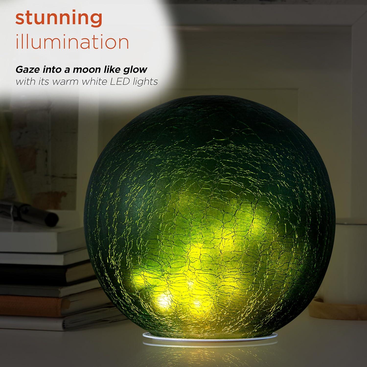 Alpine Corporation 7" Textured Glass Light-Up Gazing Globe, White