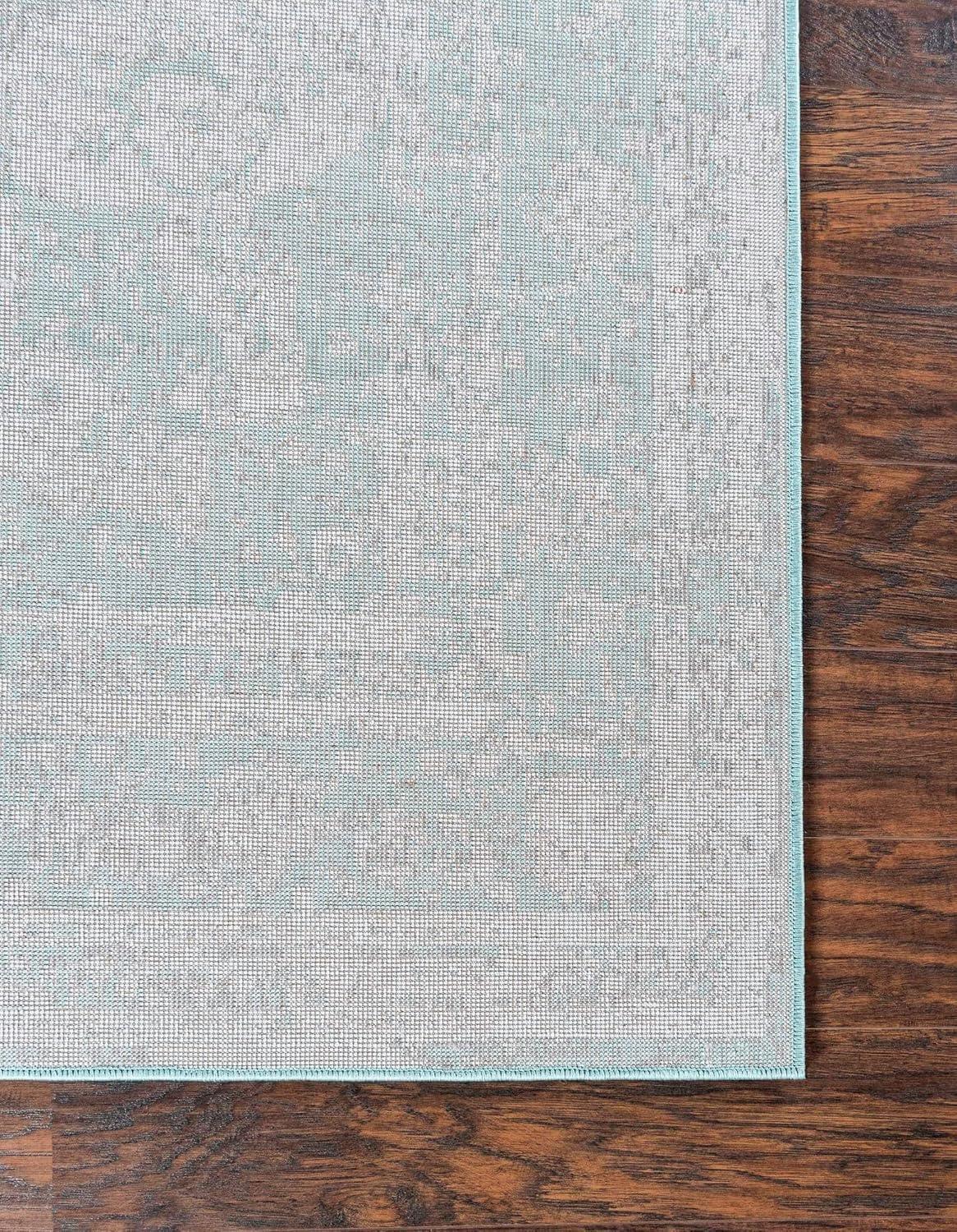 Unique Loom Sofia Collection Area Rug - Salle Garnier (6' 1" x 9' Rectangle Turquoise/Blue)