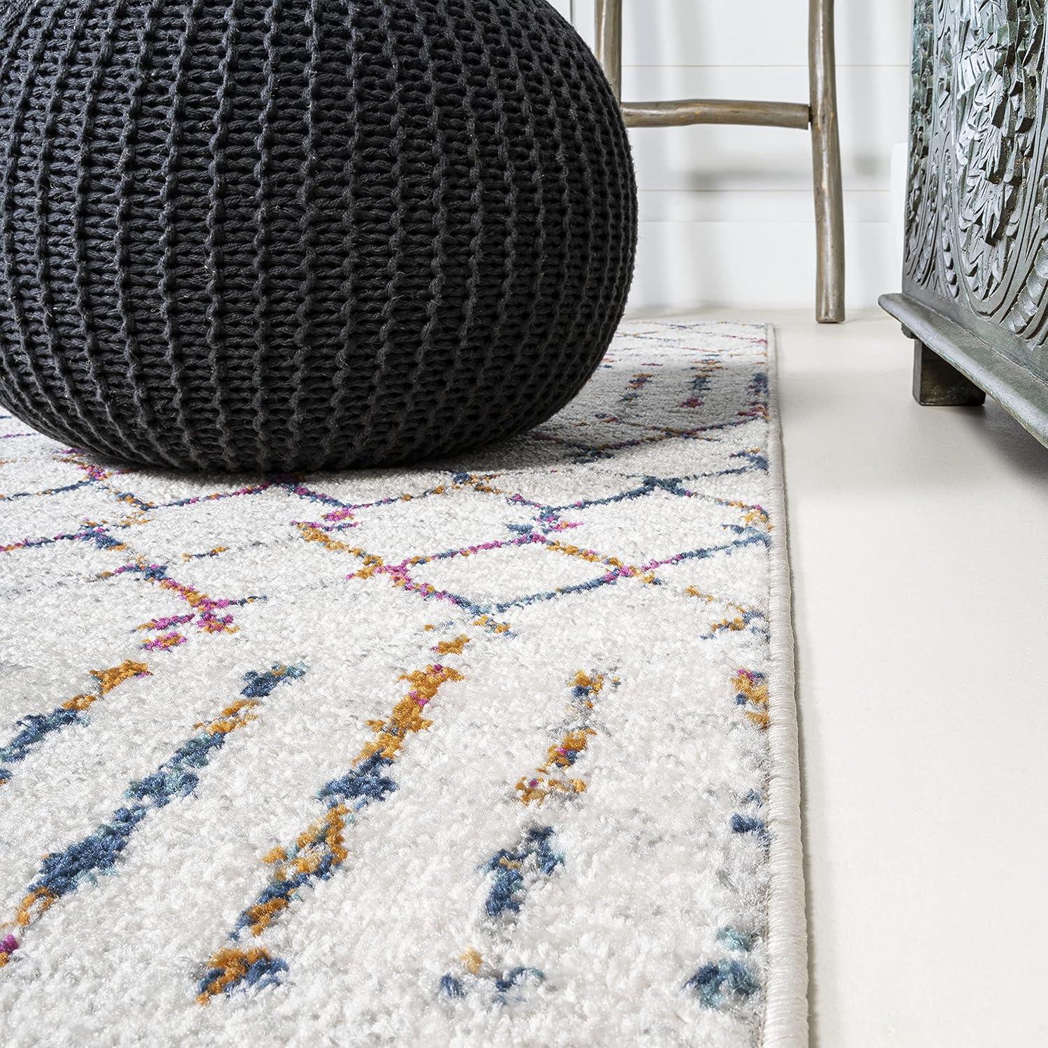 8'x10' Moroccan HYPE Boho Vintage Diamond Area Rug, Cream/Multi - JONATHAN Y
