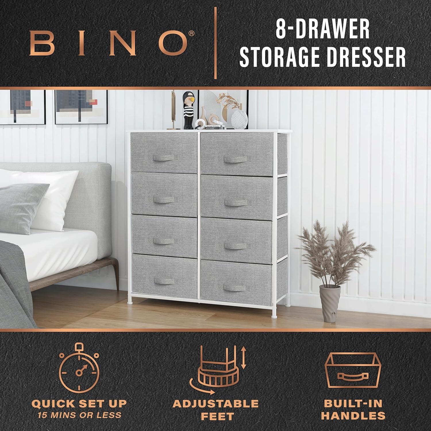 Bigroof Dresser Storage Organizer, Fabric Drawers Closet of Drawers Storage Unit for Bedroom Steel Frame Wood Top(Light Gray-7 Drawers)