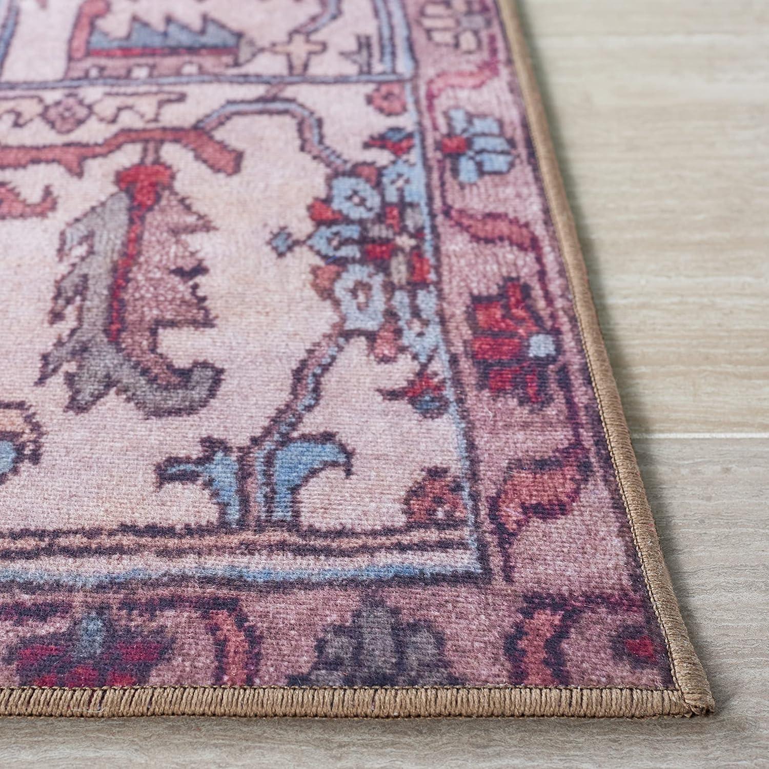 Tucson TSN106 Power Loomed Machine Washable Area Rug - Red/Beige - 6'6"x9' - Safavieh.
