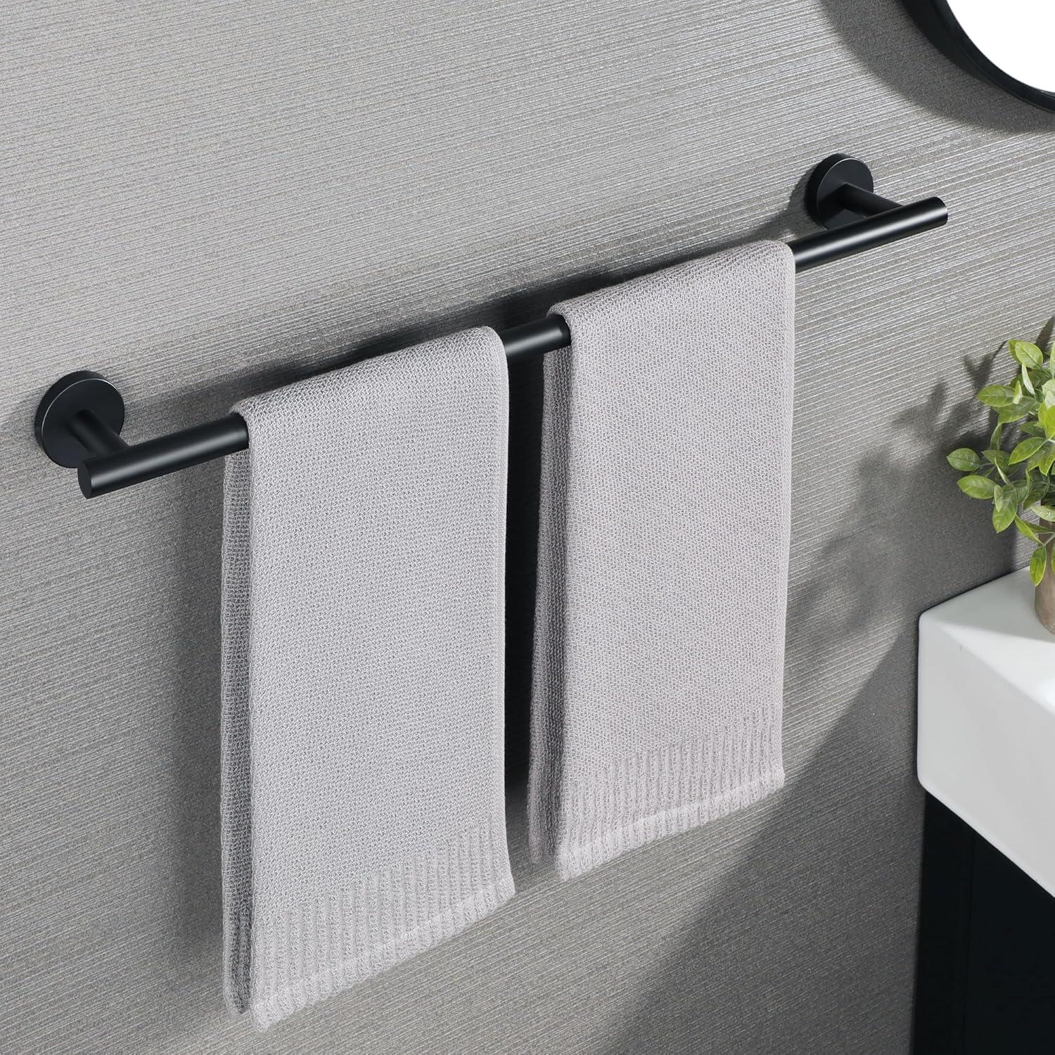 Matte Black 24-Inch Stainless Steel Wall Mounted Towel Bar