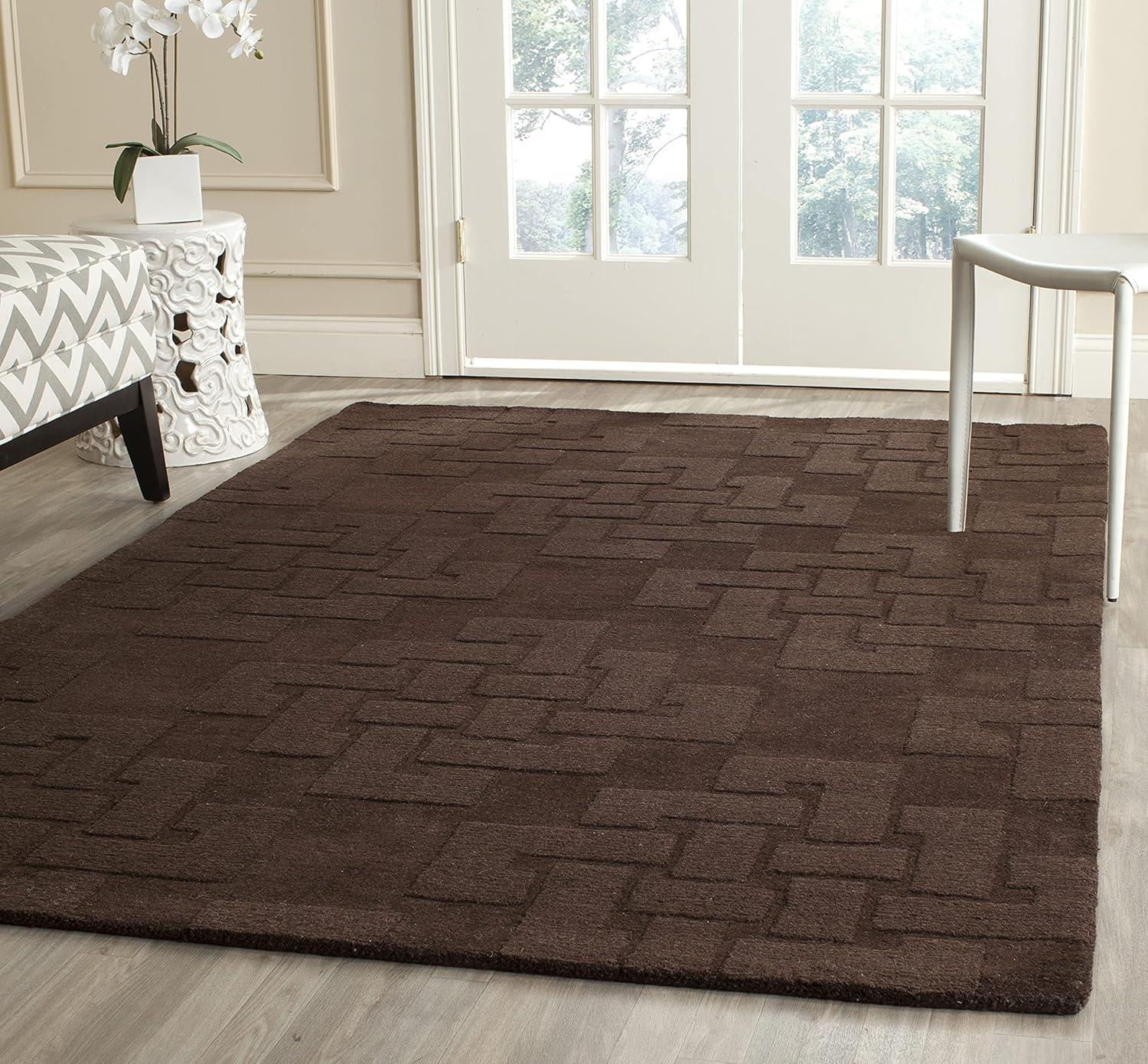 Handcrafted Chocolate Truffle Tufted Wool Rectangular Rug