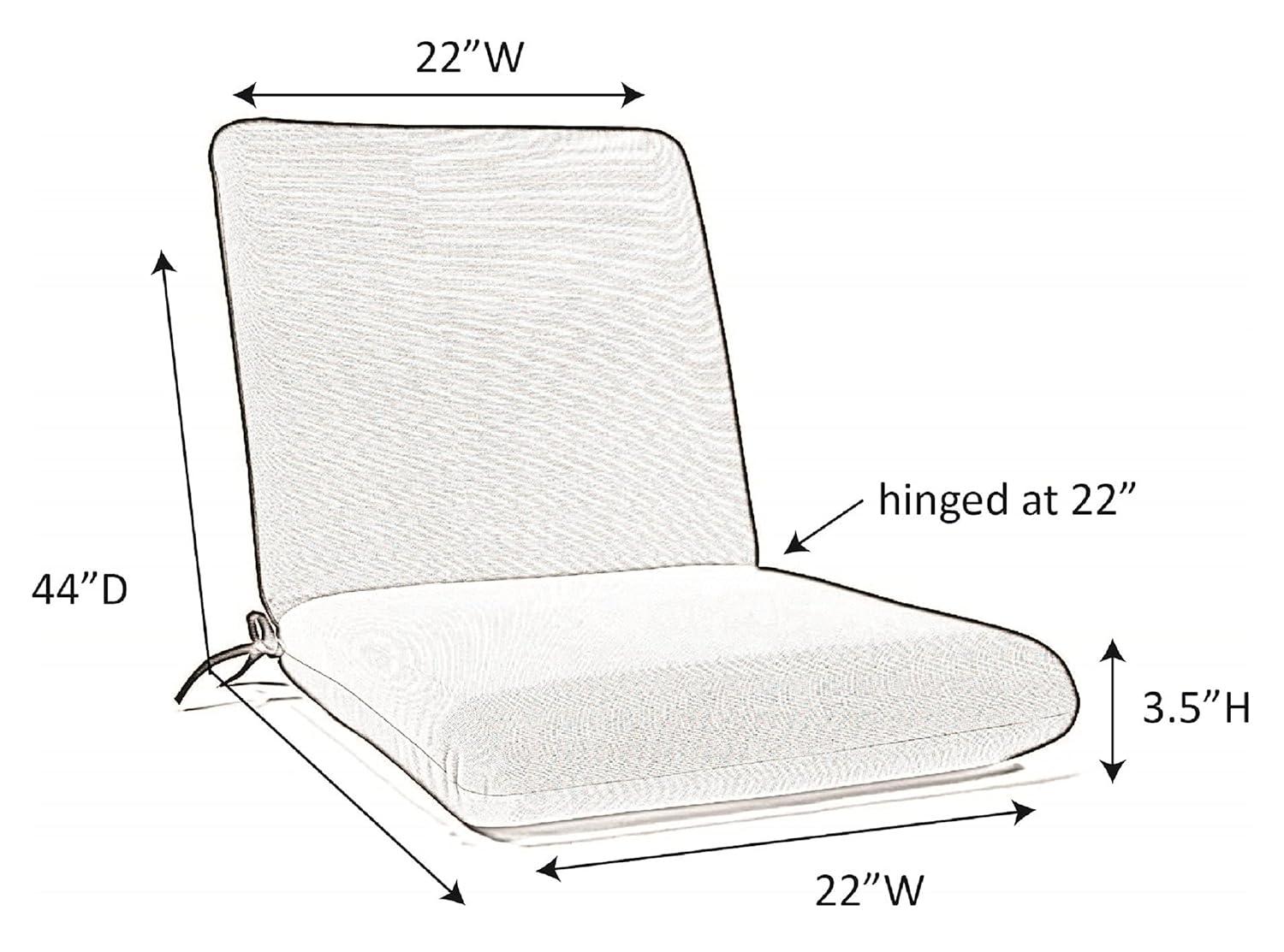 Casual Cushion Solid Hinged 44” x 22” Outdoor Seating Cushions, Weather and Fade Resistant
