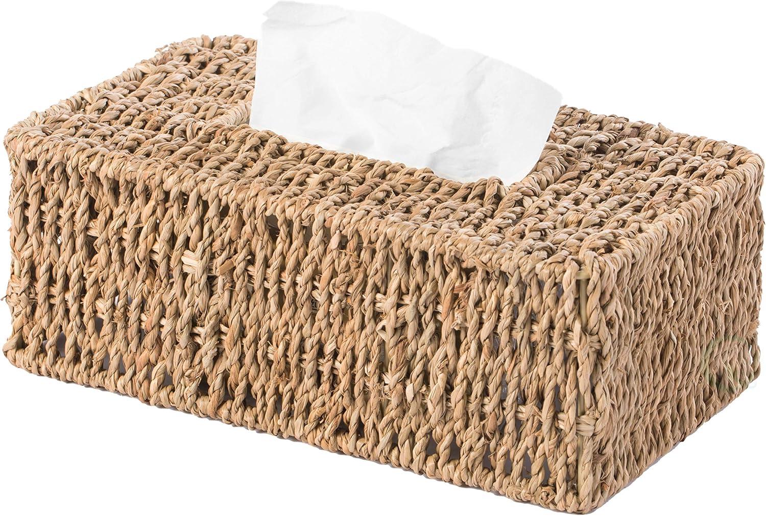Natural Woven Seagrass Wicker Tissue Box Cover Holder