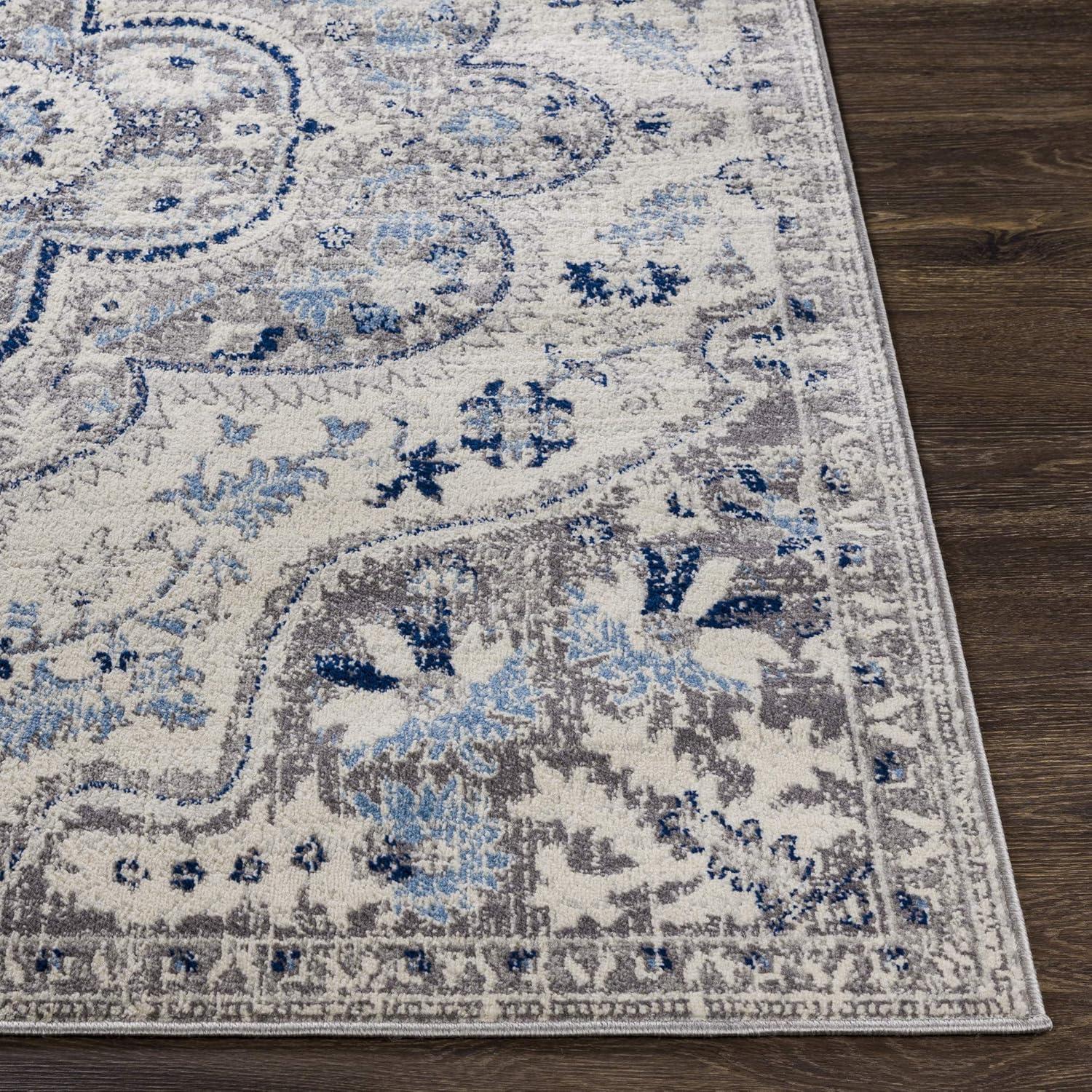 Livabliss Roma Vintage Medallion Area Rug,7'10" x 10',Blue/Grey