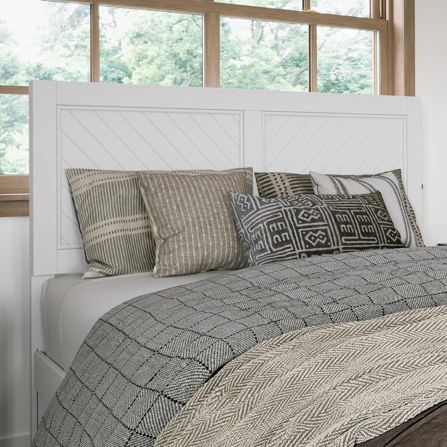 AFI Canyon Cama con Plataforma de Madera Maciza Blanca con Pie de Cama a Juego y Cajones de Almacenamiento, Completo