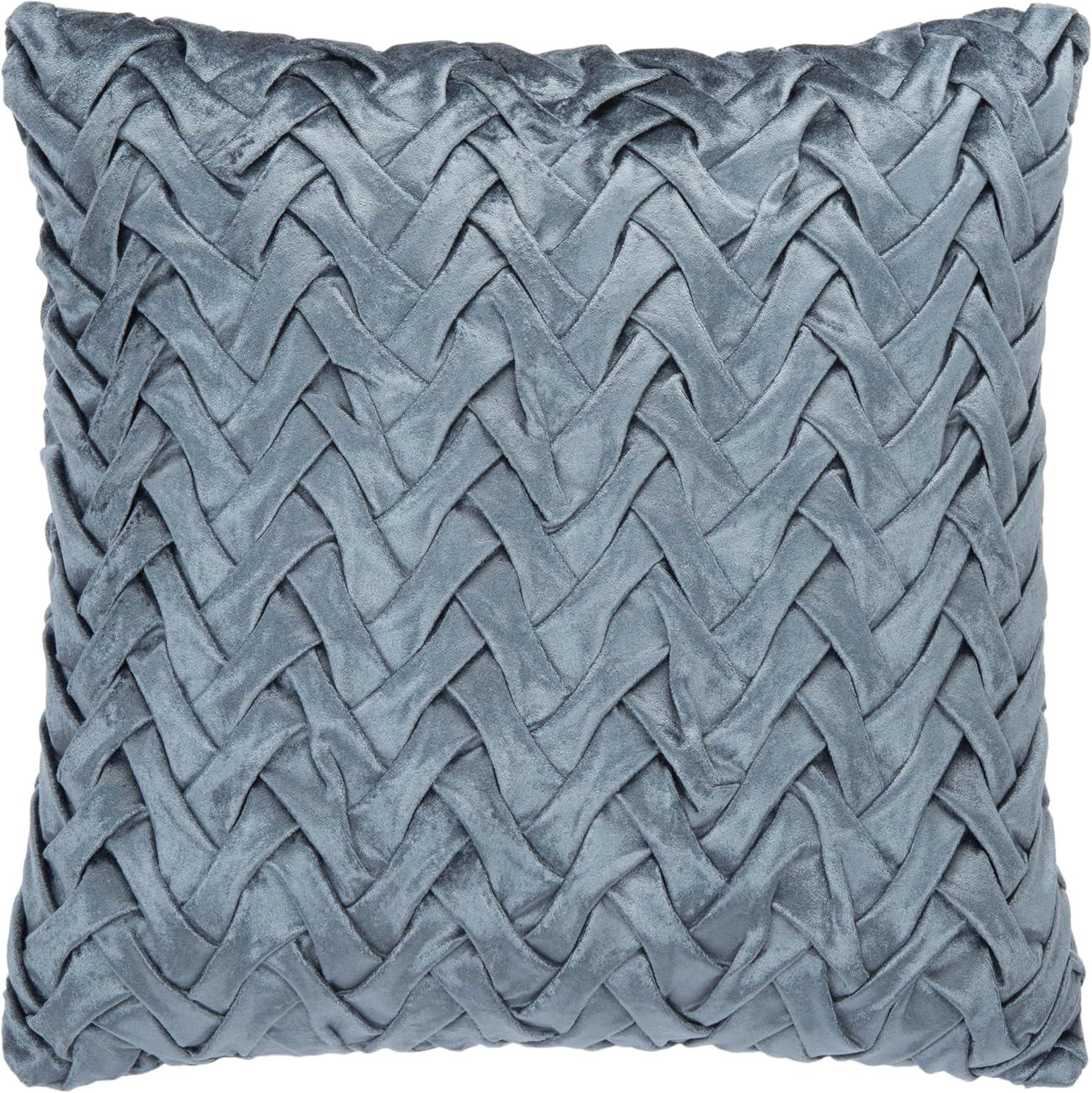 Dusty Blue Chevron Braided Texture 19" Square Throw Pillow