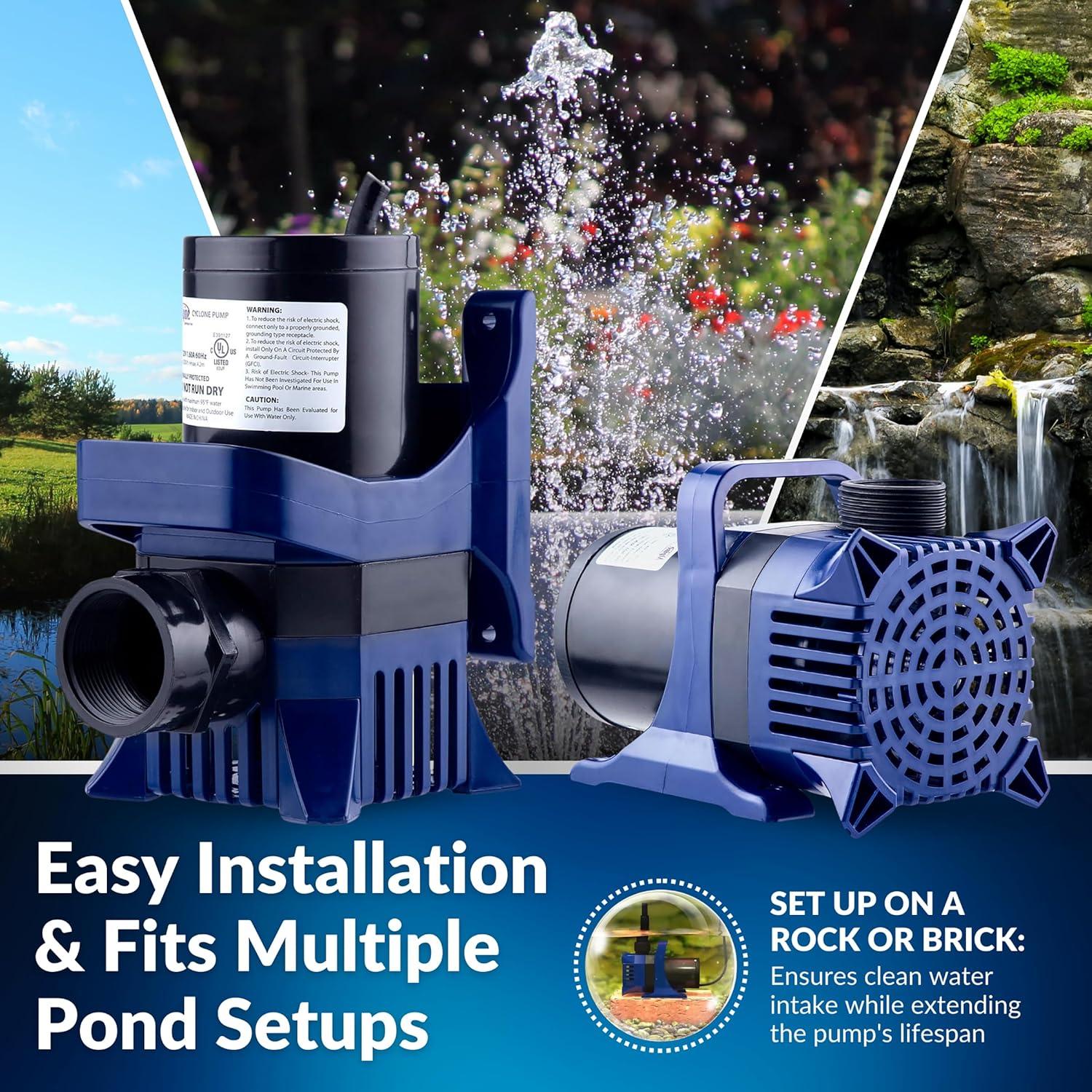 3100GPH Cyclone Pump with 33' Cord - Blue - Alpine Corporation: Submersible, Ceramic Shaft, Vortex Impeller