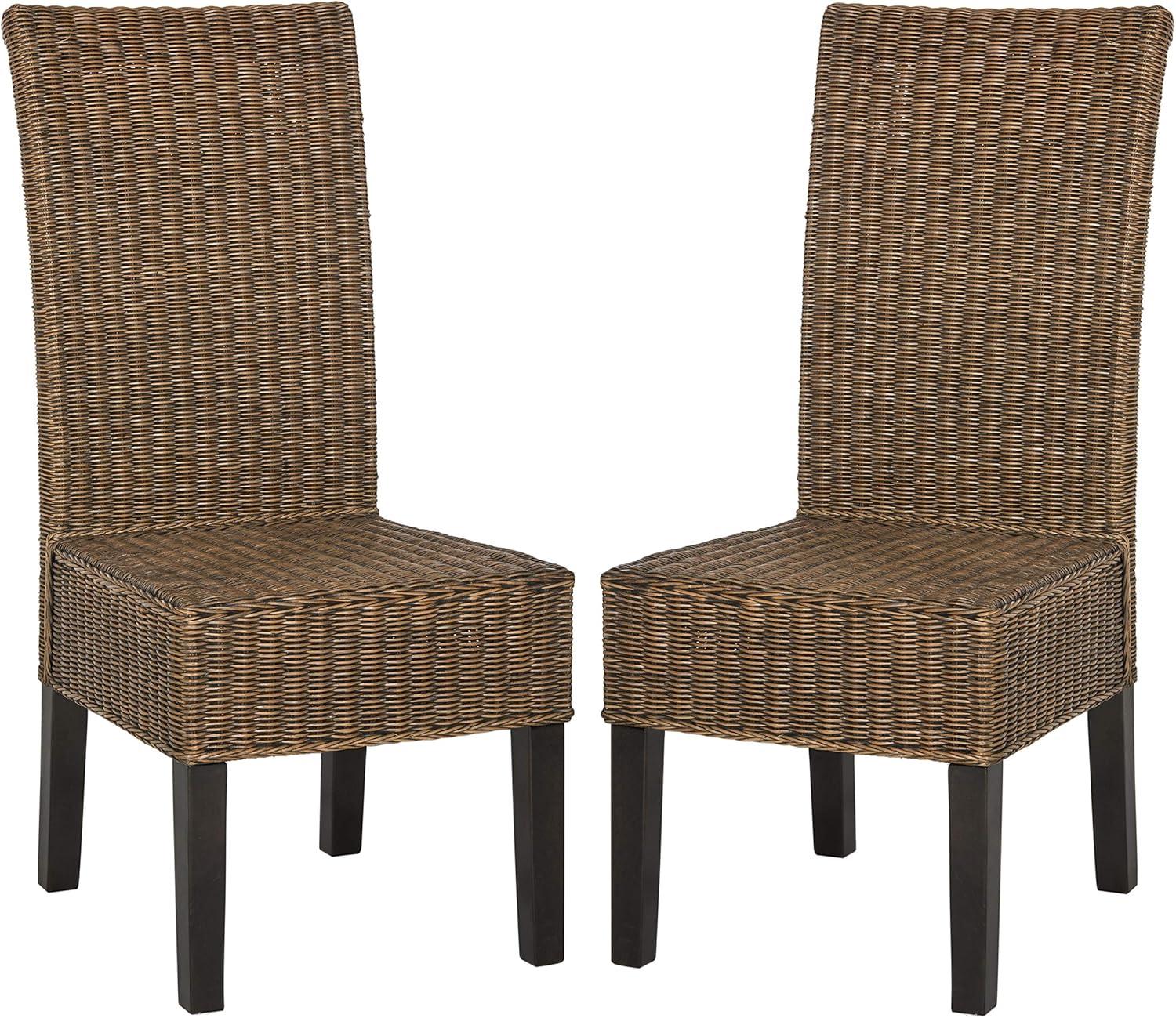 Arjun 18" H Wicker Dining Chair (Set of 2) - SEA8013 - Brown/Multi - Safavieh