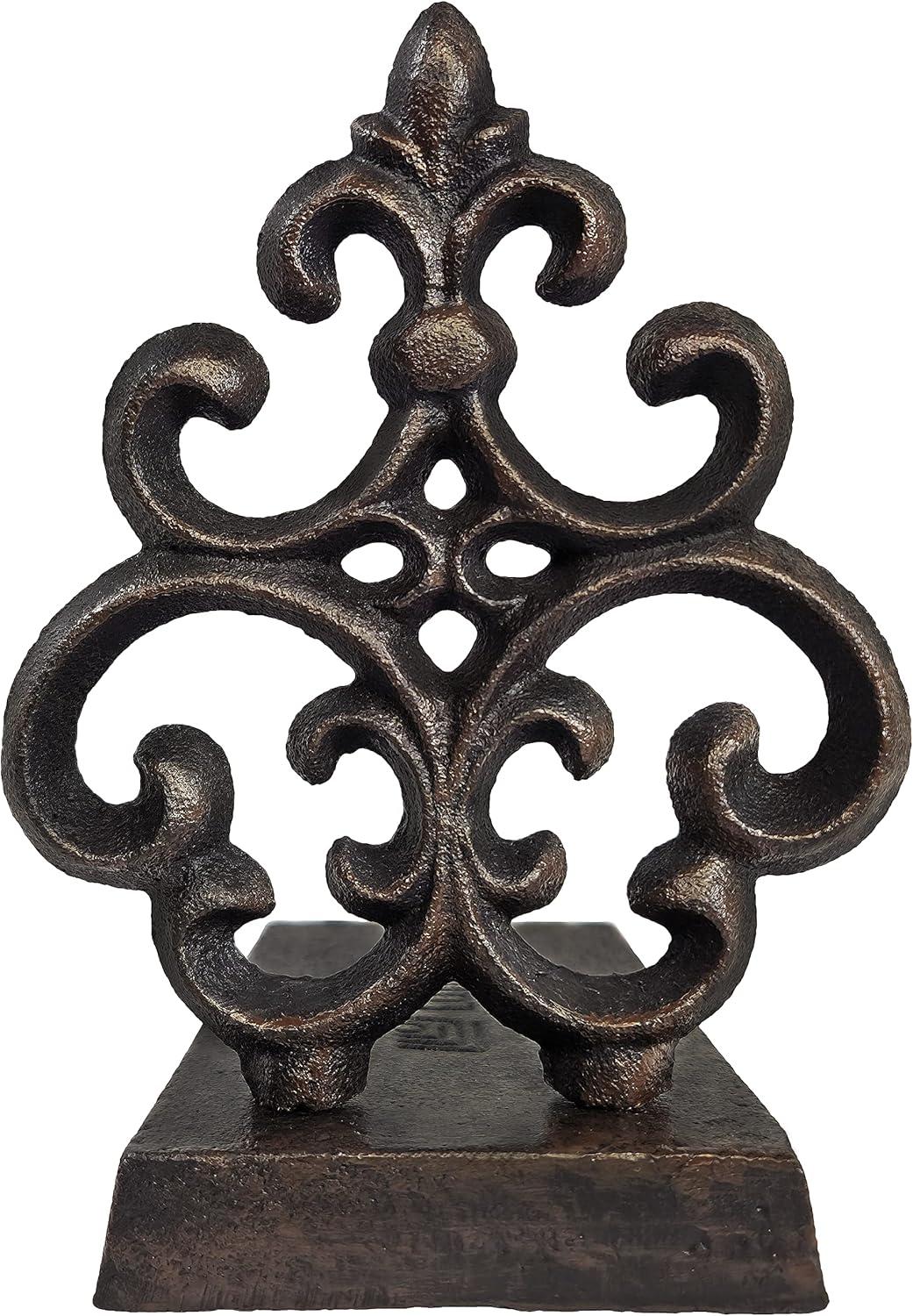Lulu Decor, Cast Iron Fleur De Lis Door Stop, Door Stopper (LB15BK1)