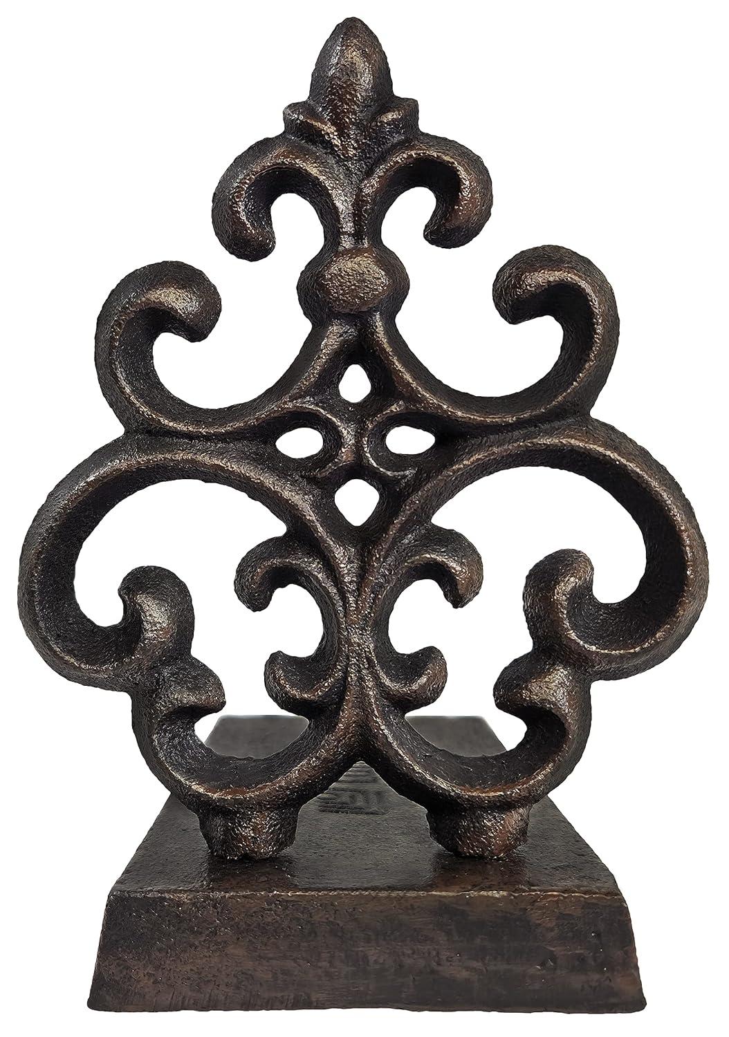 Lulu Decor, Cast Iron Fleur De Lis Door Stop, Door Stopper (LB15BK1)