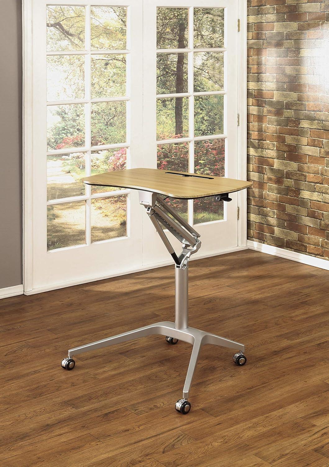 Adjustable Silver Maple Mobile Desk with Tablet Slot - 30"x22.5"