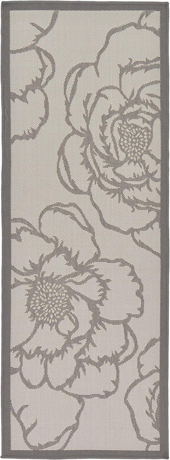 Gray Rectangular Stain-Resistant Synthetic Outdoor Rug, 3x5 ft