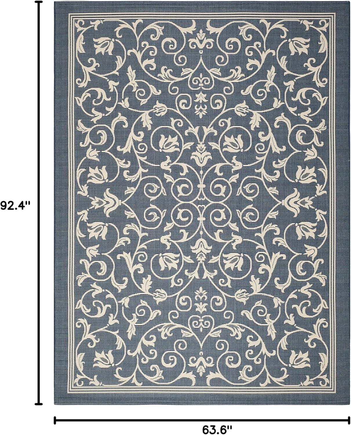 Courtyard CY2098 Power Loomed Indoor and Outdoor Area Rug - Navy/Beige - 5'3"x7'7" - Safavieh