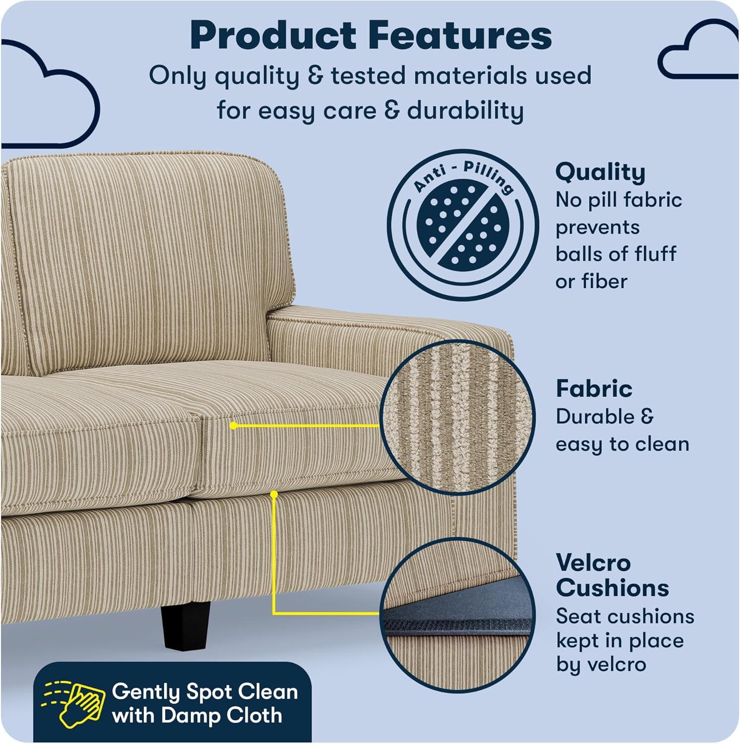 Serta Palisades 61" Track Arm Sofa, Easy Care Fabric, Soft Pillow Back, Pocket Coil Seat Cushions