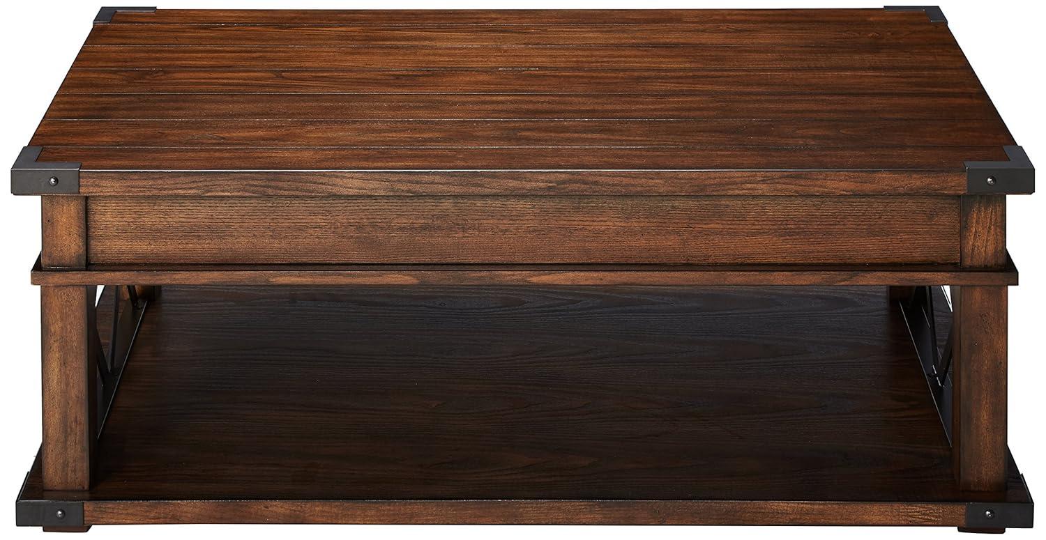 Progressive Furniture Landmark Castered Wood Coffee Table in Walnut Brown