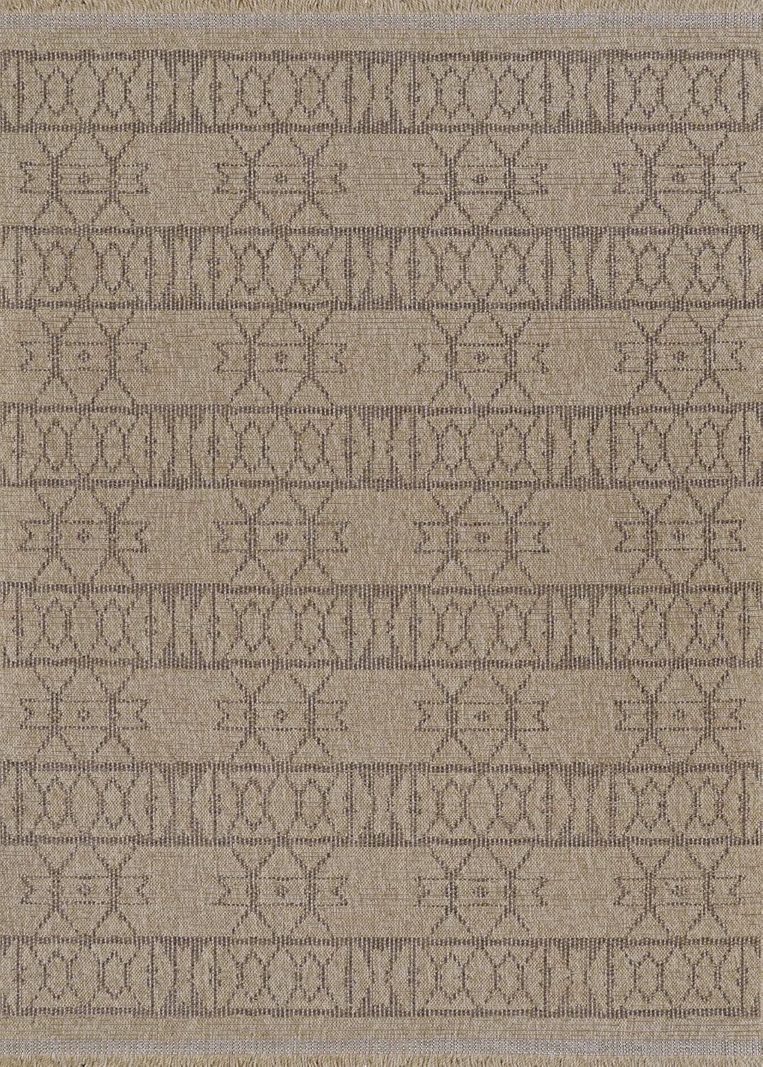 Natural Brown Flat Woven Synthetic Rectangular Area Rug