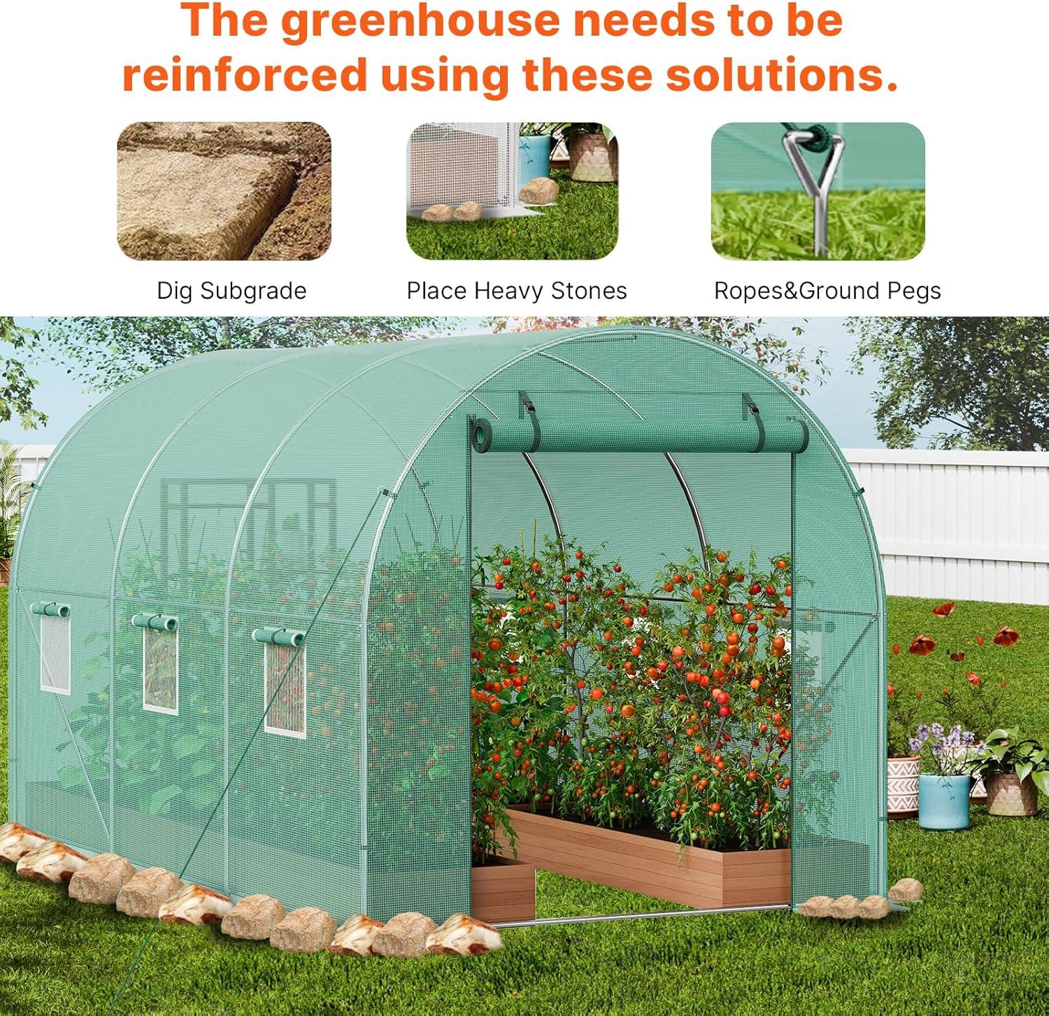 VEVOR Walk-in Tunnel Greenhouse Galvanized Frame PE Cover