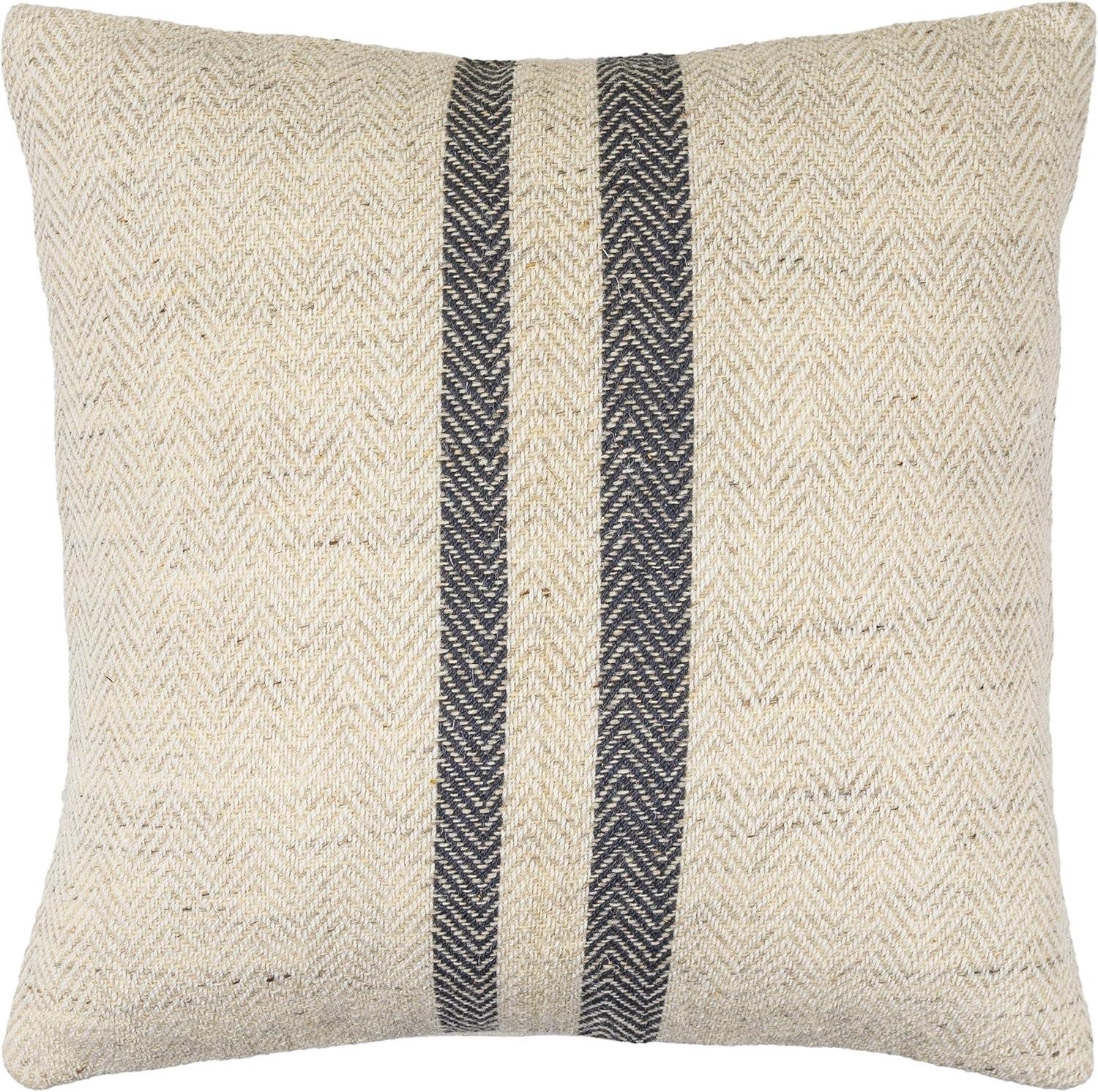 Becki Owens x Livabliss Brett Striped Wool Blend Reversible Throw Pillow