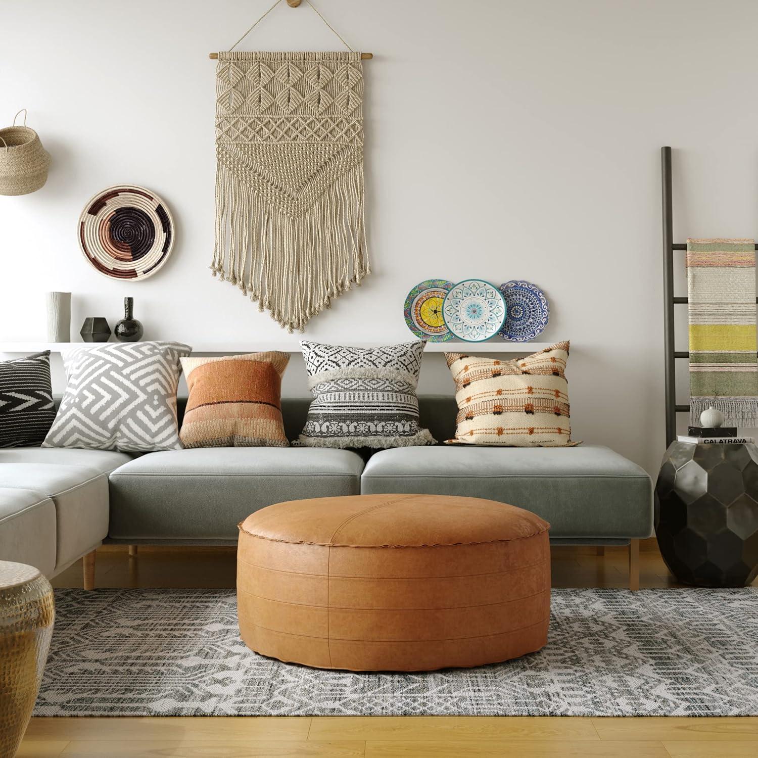 Simpli Home Brody Faux Leather Pouf