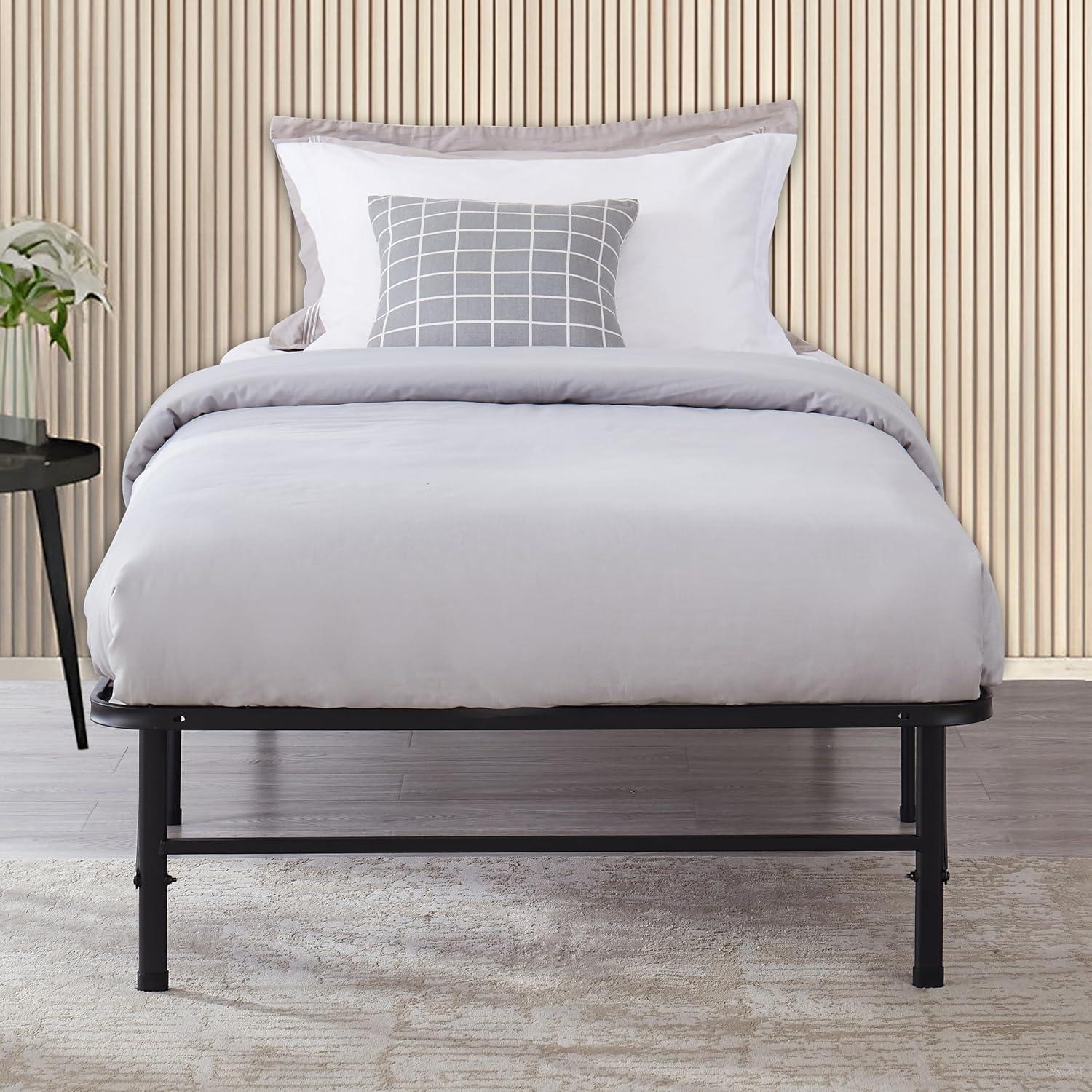 Alwyn Home Muscoy 14" Foldable Steel Bed Frame, No Box Spring Needed, Underbed Storage , Easy Assembly