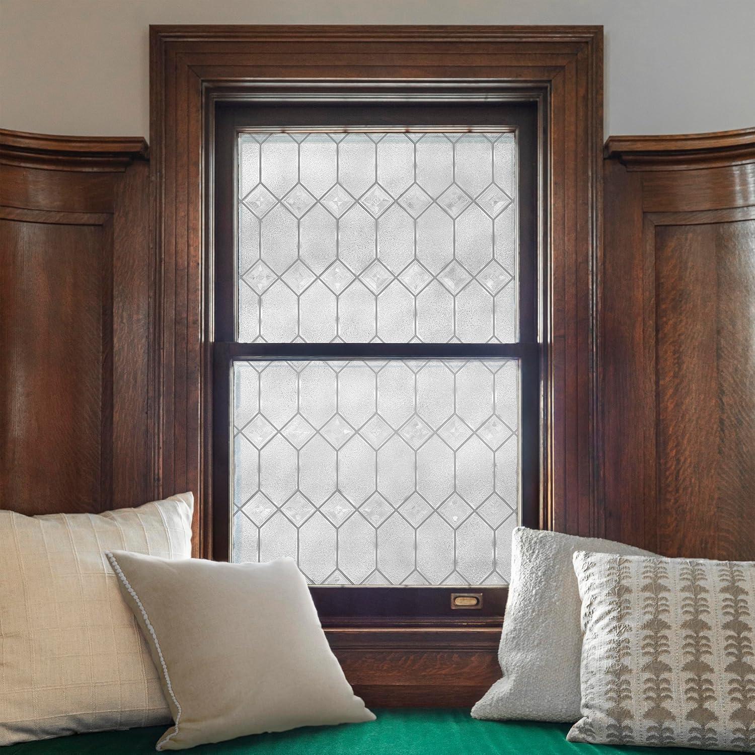 24" x 36" Old English Window Film - Artscape: Vinyl Privacy Film, Frosted Pattern, Adhesive-Free Clings