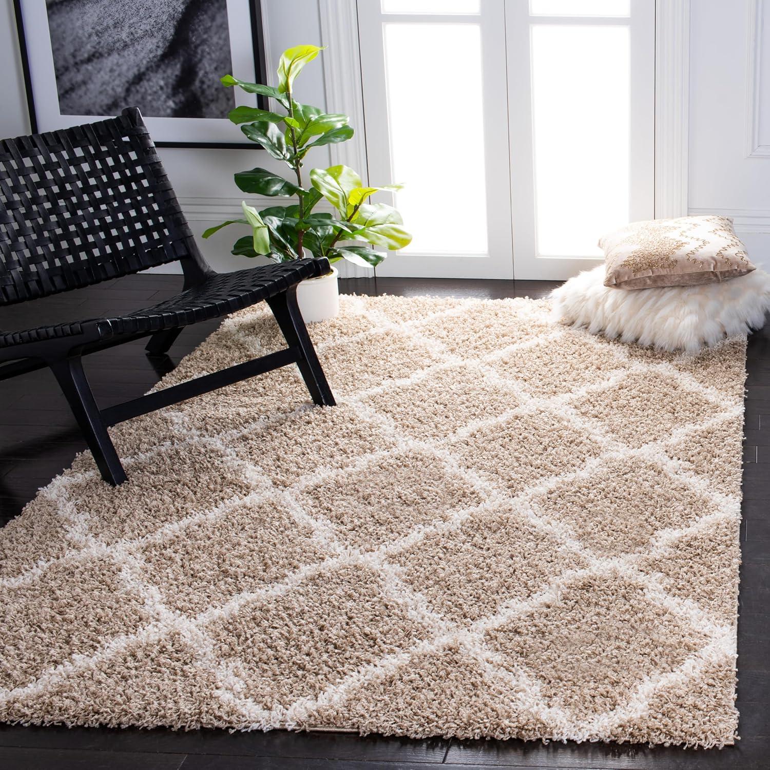 Dallas Shag SGD257 Power Loomed Indoor Area Rug - Beige/Ivory - 6'x9' - Safavieh.
