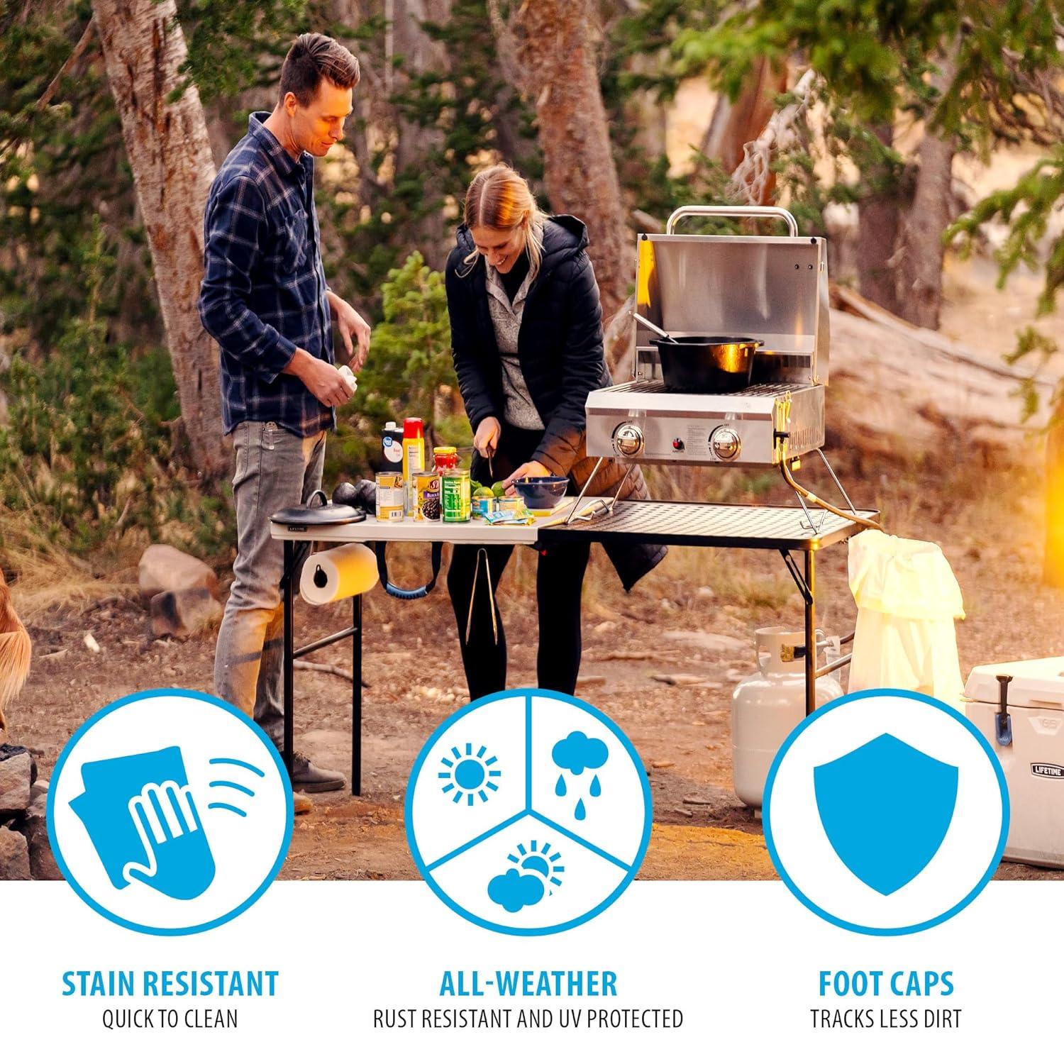 Lifetime 5 Foot Fold-in-Half Camping Folding Table, Indoor/Outdoor, Pumice (280875)