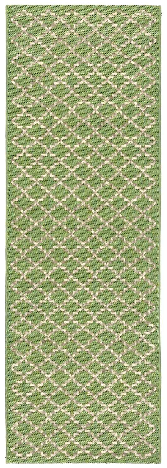 SAFAVIEH Courtyard Hilbert Trellis Indoor/Outdoor Runner Rug, 2'3" x 8', Green/Beige
