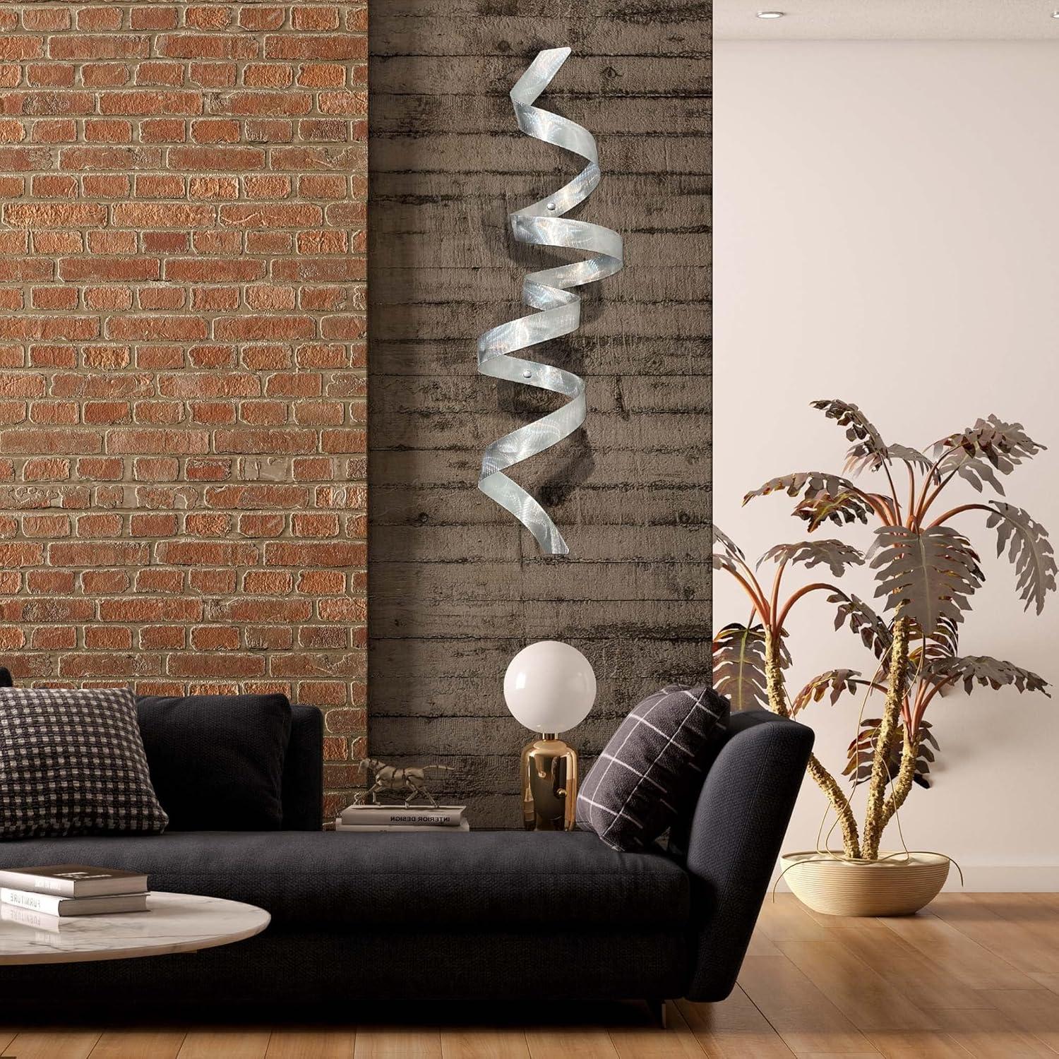 Silver Metal Wall Sculpture - Indoor/Outdoor Metal Wall Art - Metallic Home Decor Accent - Silver Wall Twist by Jon Allen