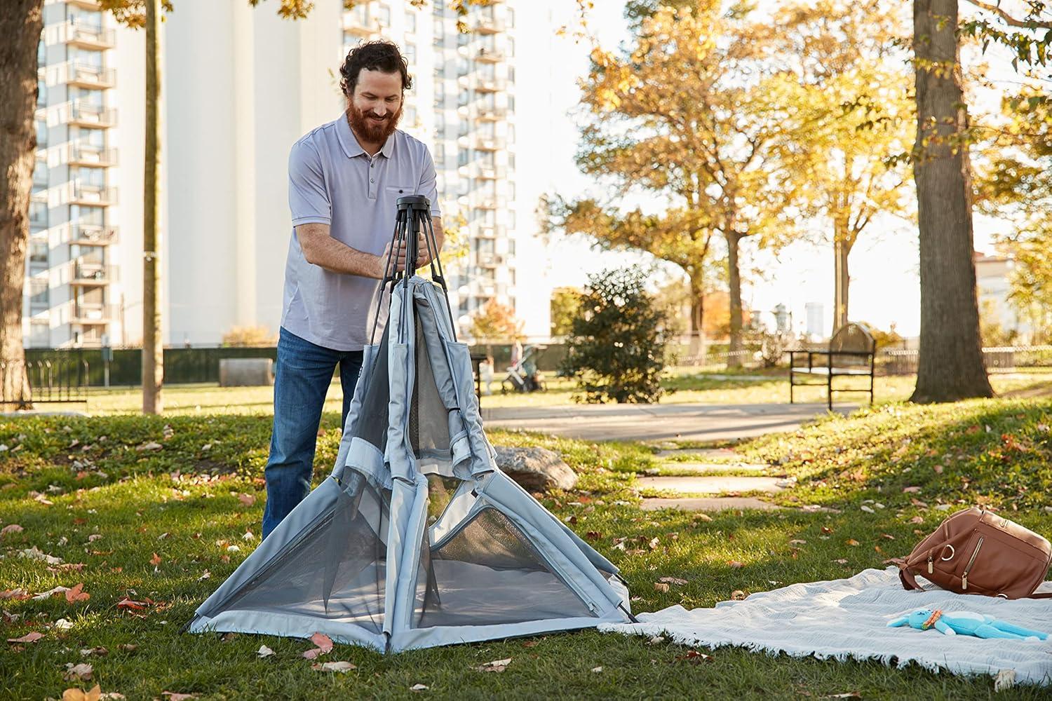 Aqua Blue Portable Mesh Dome Play Yard