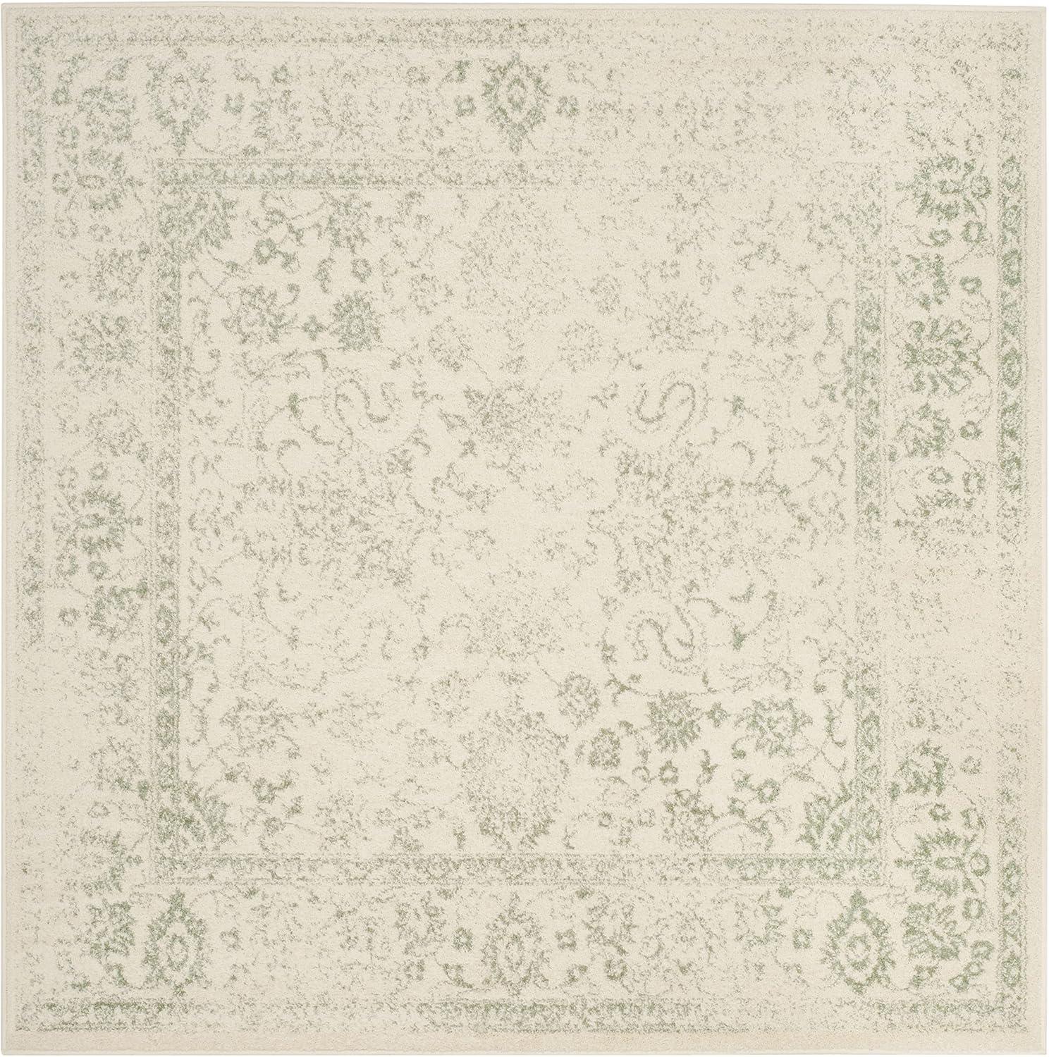 SAFAVIEH Adirondack Wyatt Traditional Area Rug, Ivory/Sage, 10' x 10' Square